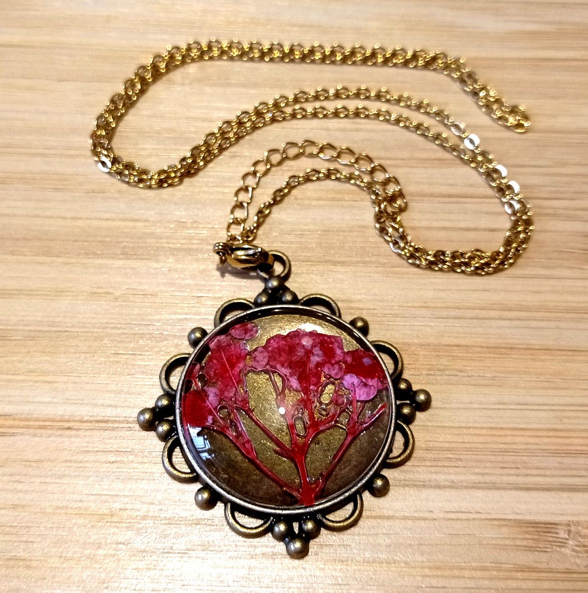 Hysteric Glamour × Vintage Stunning Goth Flower Natural Plant Gold Necklace Unique RARE Size ONE SIZE - 1 Thumbnail