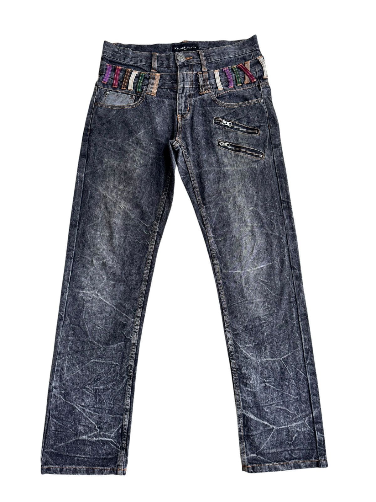 Japanese Brand 🔥Japanese Brand Nylaus Distressed Zipper Denim Jeans Size US 32 / EU 48 - 1 Thumbnail