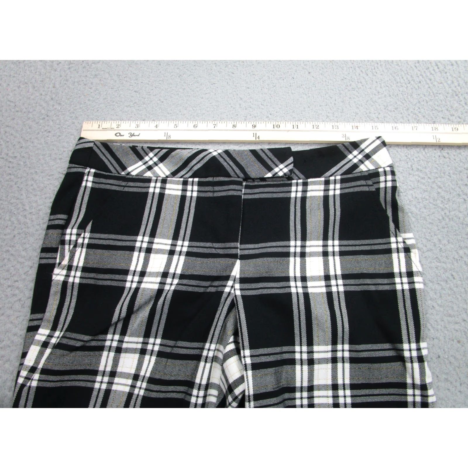 Trina Turk Trina Turk Pants Womens 2 Black White Plaid Straight Leg Dress Career Stretch Size 26" / US 2 / IT 38 - 3 Thumbnail