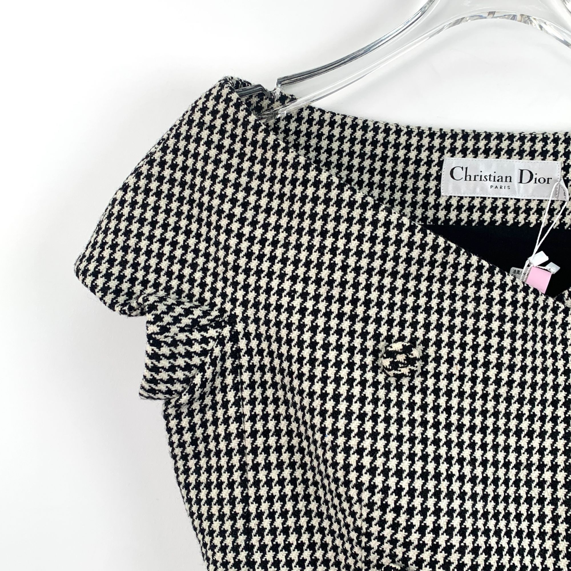 Dior Christian Dior Black Houndstooth Wool Off-Shoulder Double-Br Size XS / US 0-2 / IT 36-38 - 5 Thumbnail