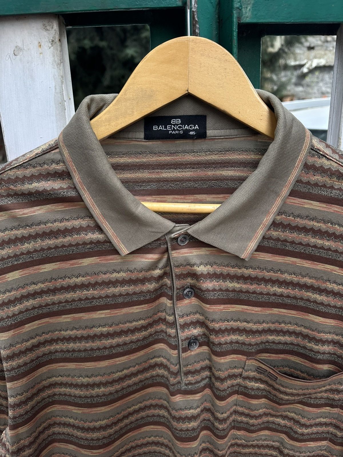 Balenciaga Balenciaga Vintage Striped Long Sleeve Polo Shirt size L Size US S / EU 44-46 / 1 - 2 Thumbnail