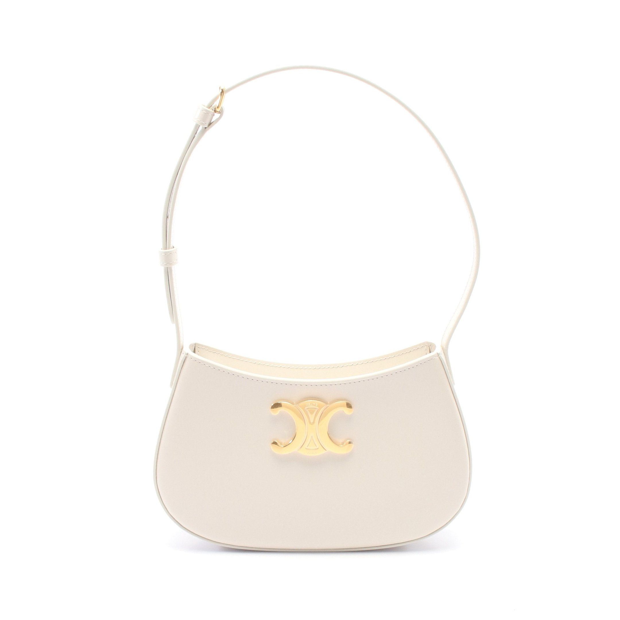 Celine Celine Medium Daily Triomphe Shoulder Bag Leather Off White Size ONE SIZE - 1 Thumbnail