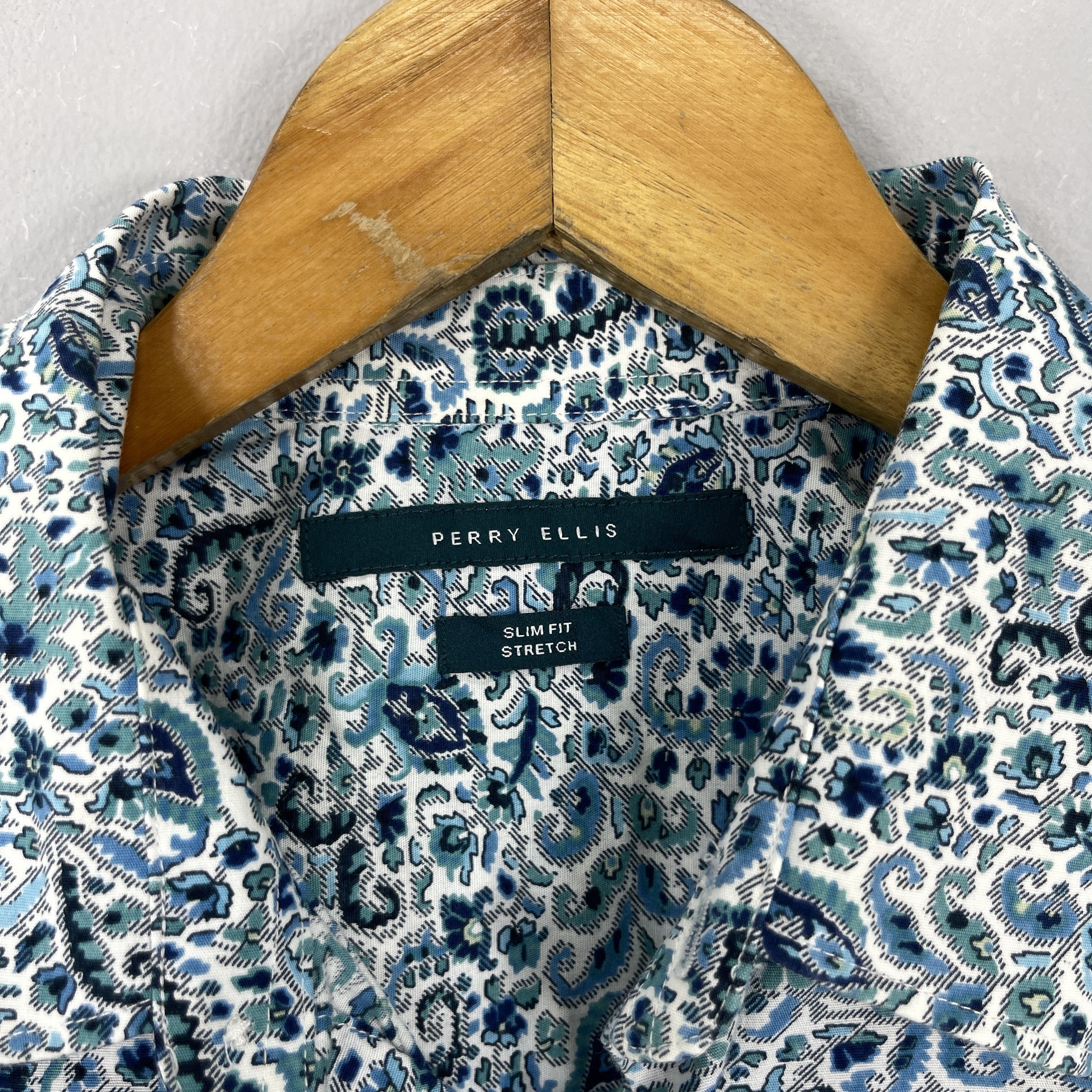 Perry Ellis Vintage Abstract Floral Paisley Flower Pattern Shirt Size US M / EU 48-50 / 2 - 4 Thumbnail