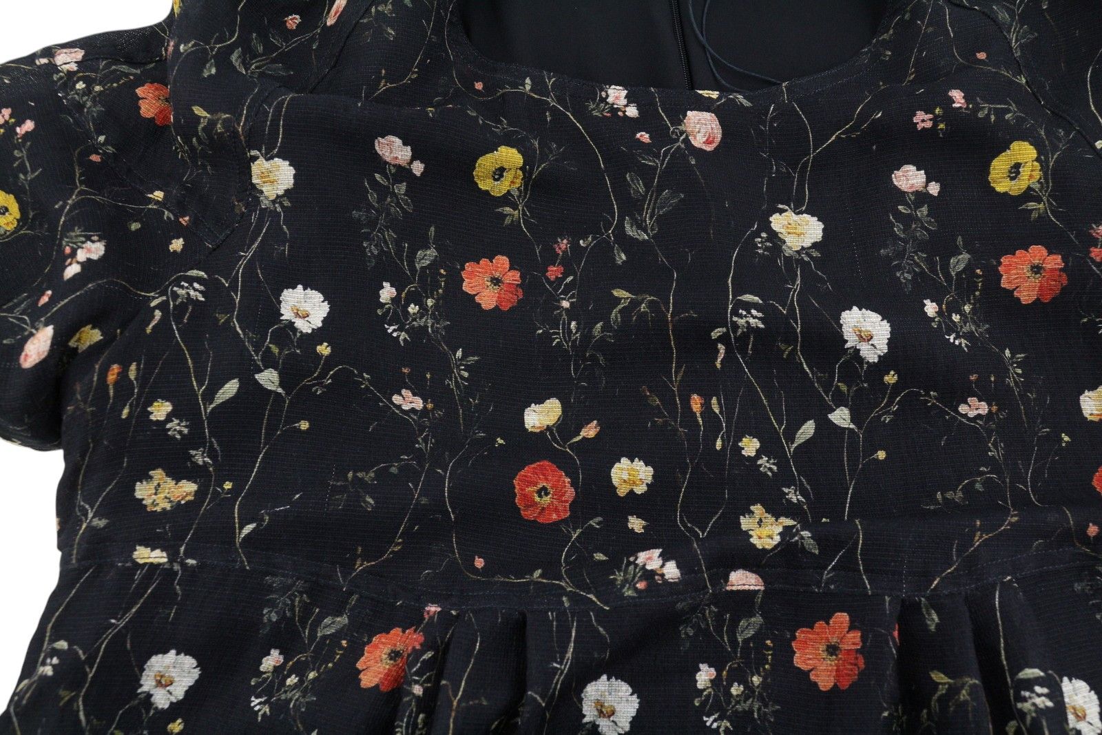 R13 RAGLAN SLEEVE BABYDOLL M Floral Black Wool Silk Dress 89921 Size M / US 6-8 / IT 42-44 - 12 Thumbnail
