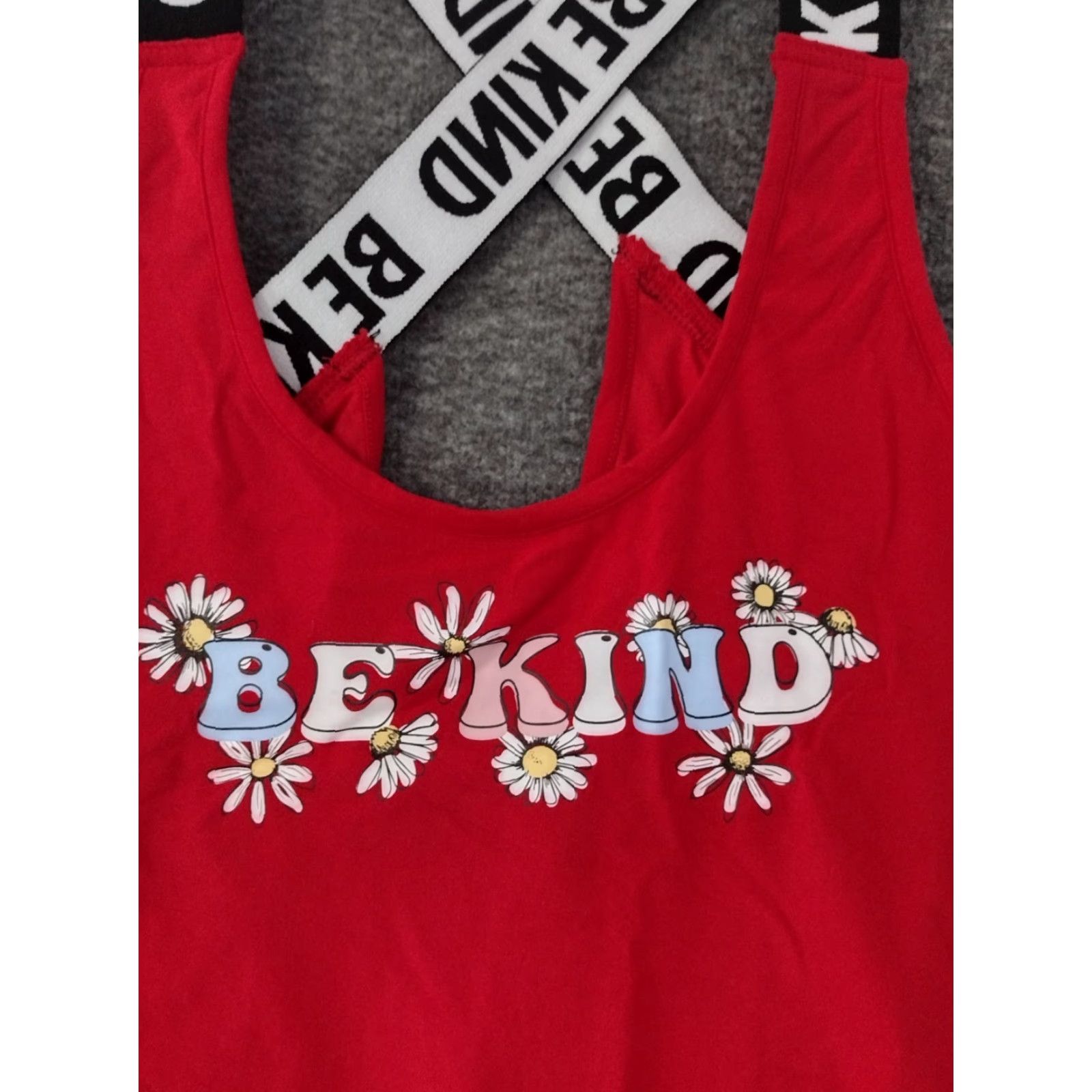 Vintage No Boundaries Juniors Be Kind Strappy Wide Crop Tank Top Red M 7-9 Tank Juniors Be Kind 90s? Size M / US 6-8 / IT 42-44 - 7 Thumbnail