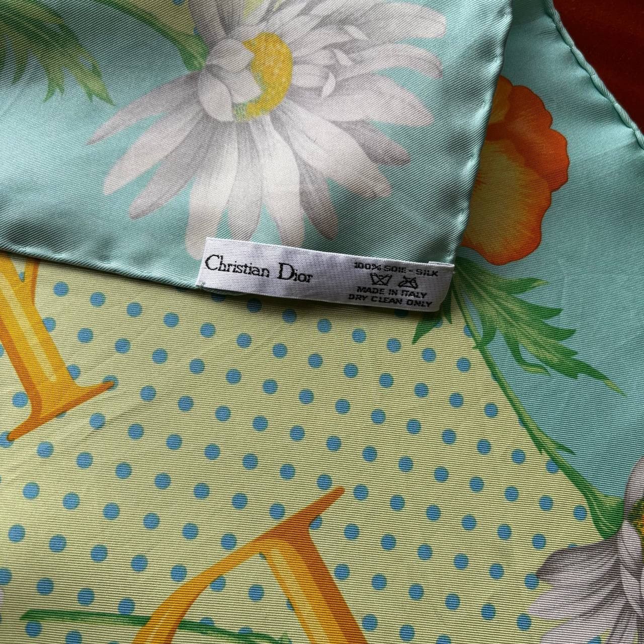 Christian Dior Monsieur Vintage Christian Dior Floral Print Silk Scarf Size ONE SIZE - 7 Thumbnail