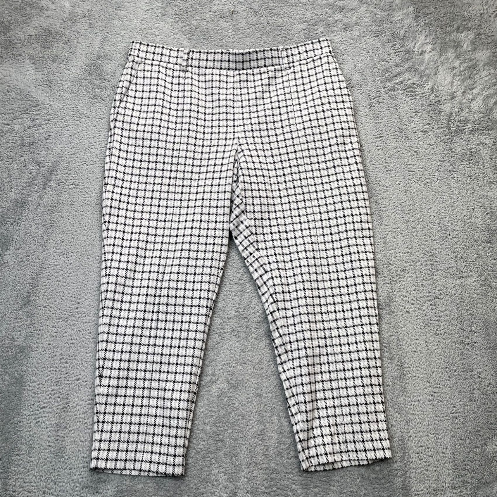 Lands' End Lands' End Pants Womens XL Gray Windowpane Tapered Leg Cotton Cropped Slim Casual Size 40" / US 18 - 2 Thumbnail