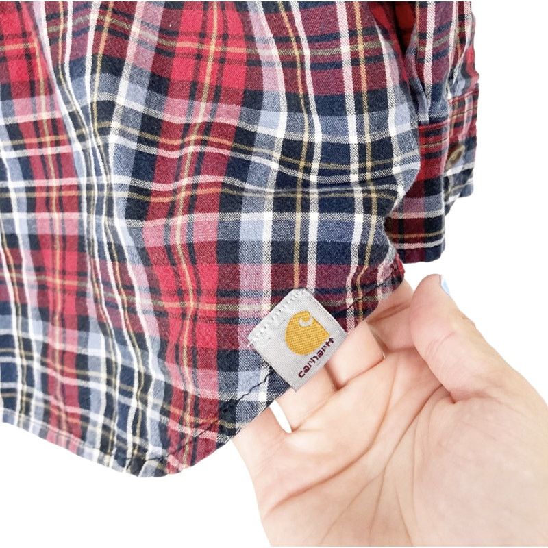 Carhartt Carhartt Red Black Plaid Long Sleeve Button Down Sz L Size US L / EU 52-54 / 3 - 3 Thumbnail