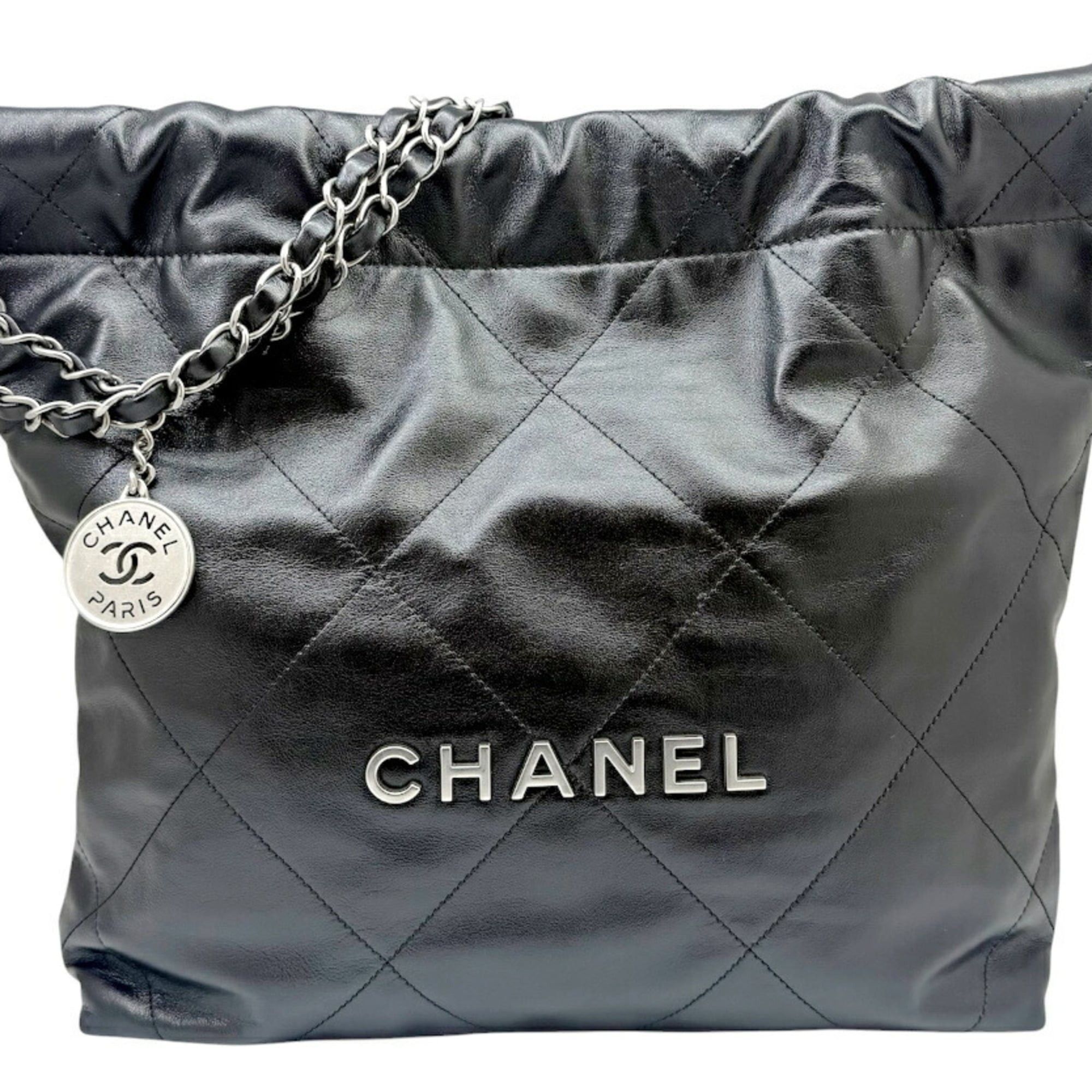 Chanel CHANEL Matelassé 22 Small Handbag, Calfskin, Black AS3260, Chain Tote, Women's Size ONE SIZE - 1 Thumbnail