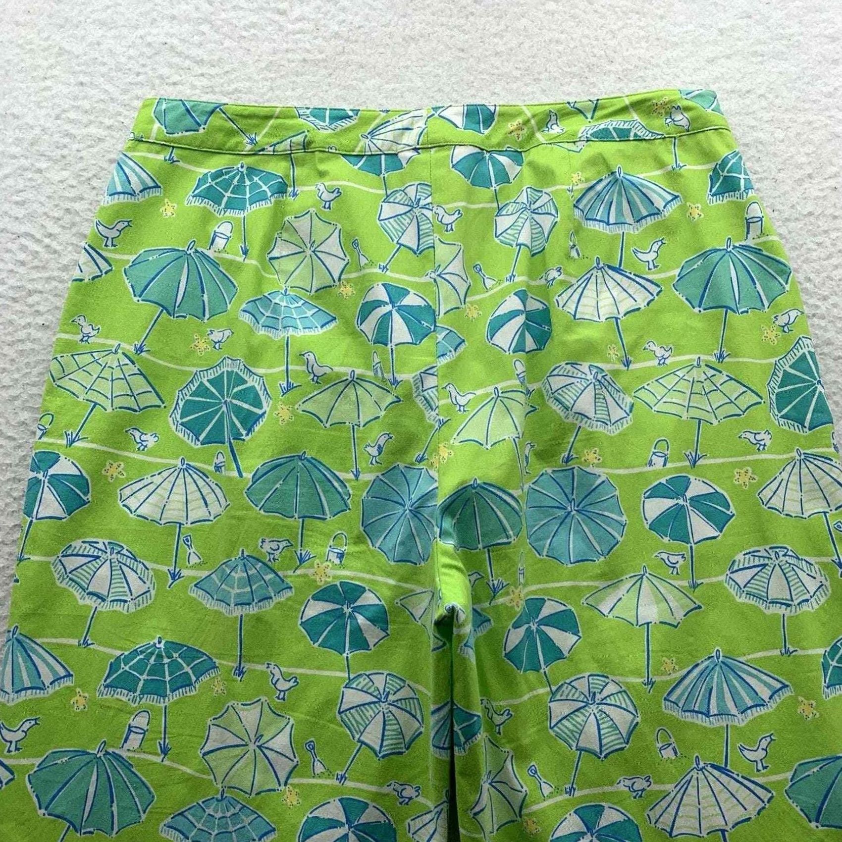 Lilly Pulitzer VINTAGE Lilly Pulitzer Pants Womens 6 Capri Beach Umbrella Seagull Sand Dollar Green Size 30" / US 8 / IT 44 - 7 Thumbnail