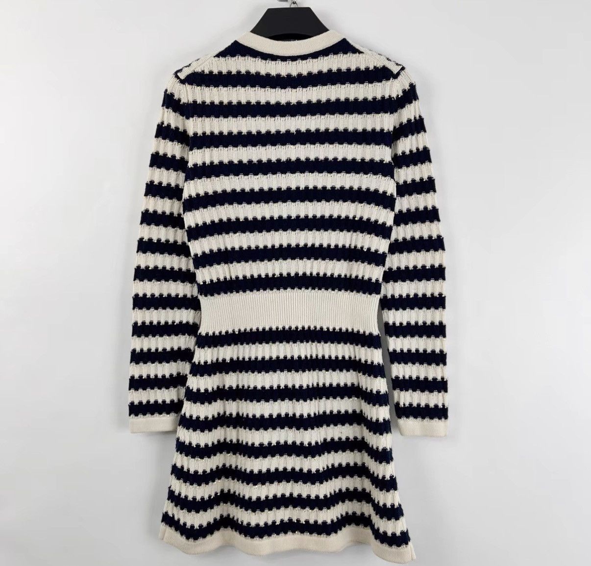 Chanel Chanel Blue & White Striped Sequin Knit Dress K12 Size XXS / US 00 / IT 34 - 2 Thumbnail