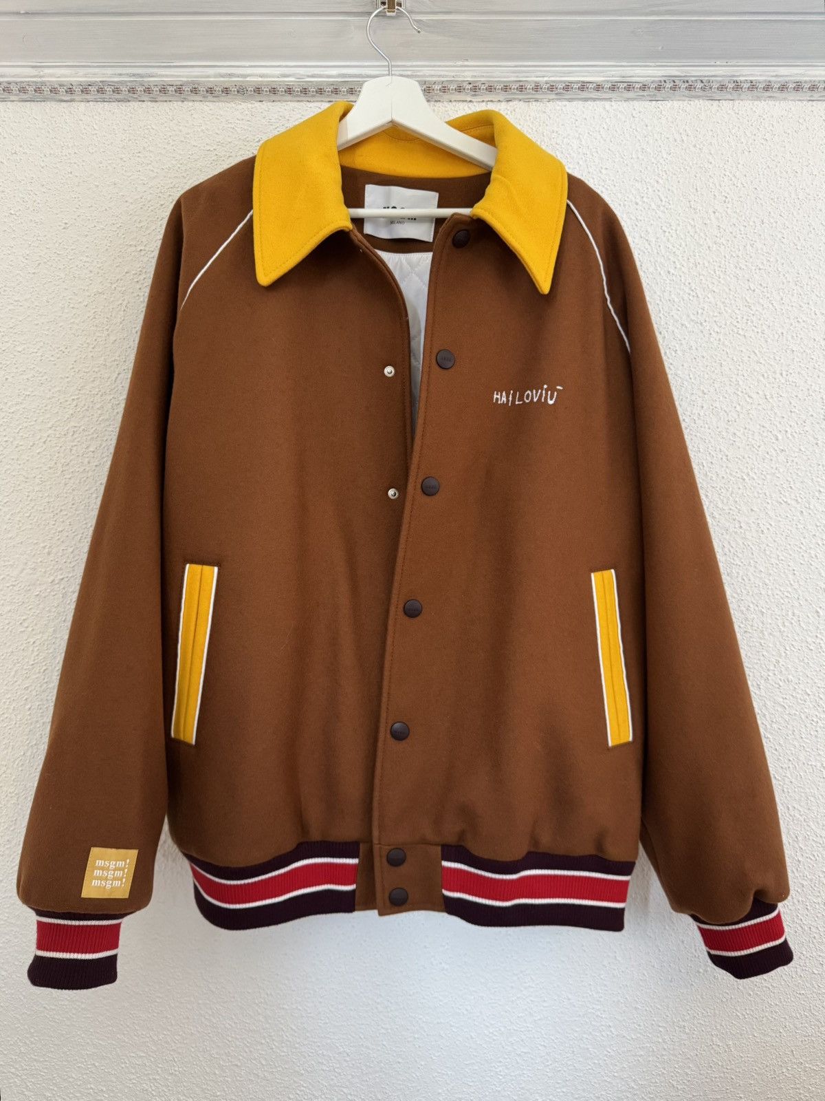 MSGM MSGM University of Causality Milano Brown Wool Bomber Size US M / EU 48-50 / 2 - 4 Thumbnail
