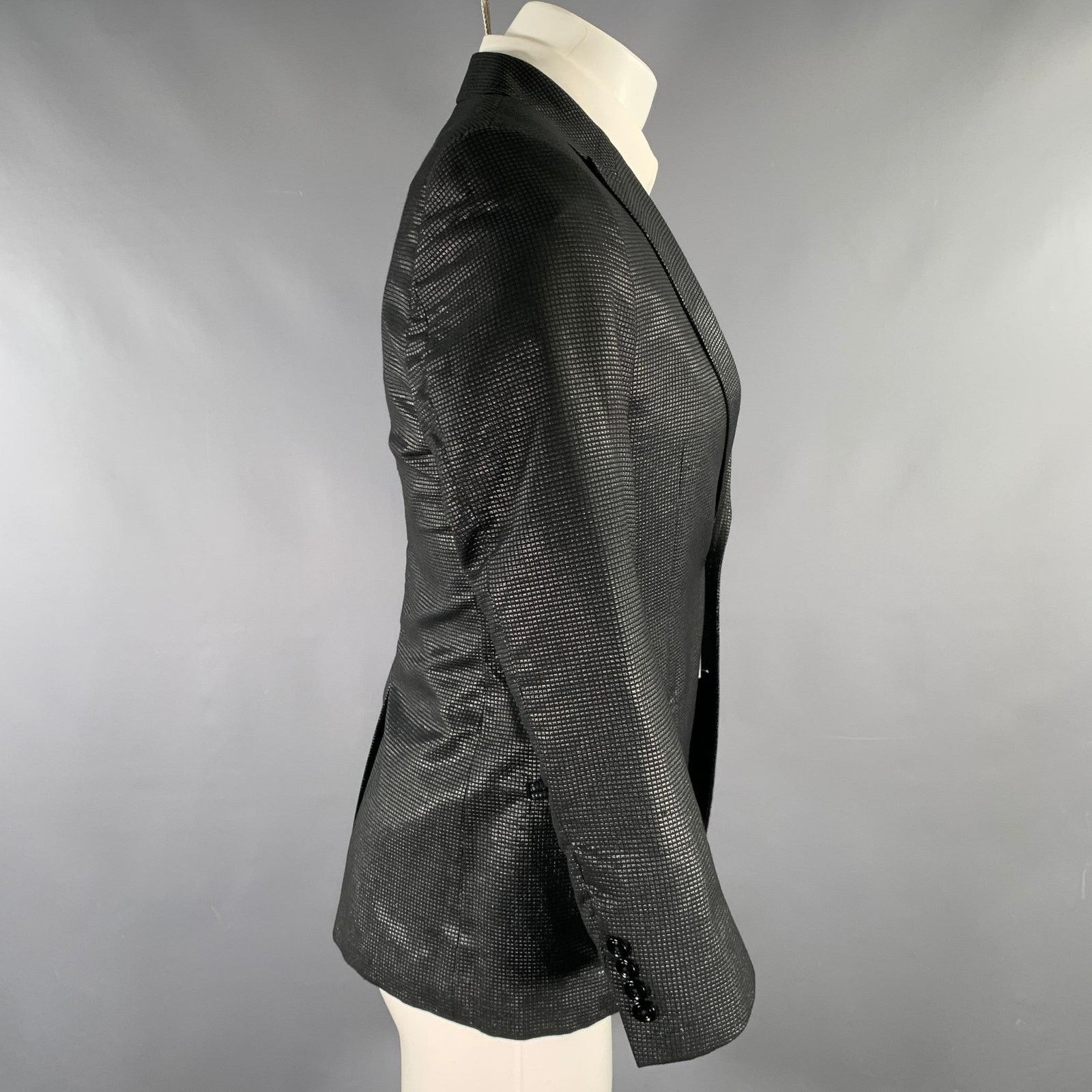Versace VERSACE COLLECTION Size 36 Black Grey Shimmery Sport Coat Size 36R - 3 Thumbnail