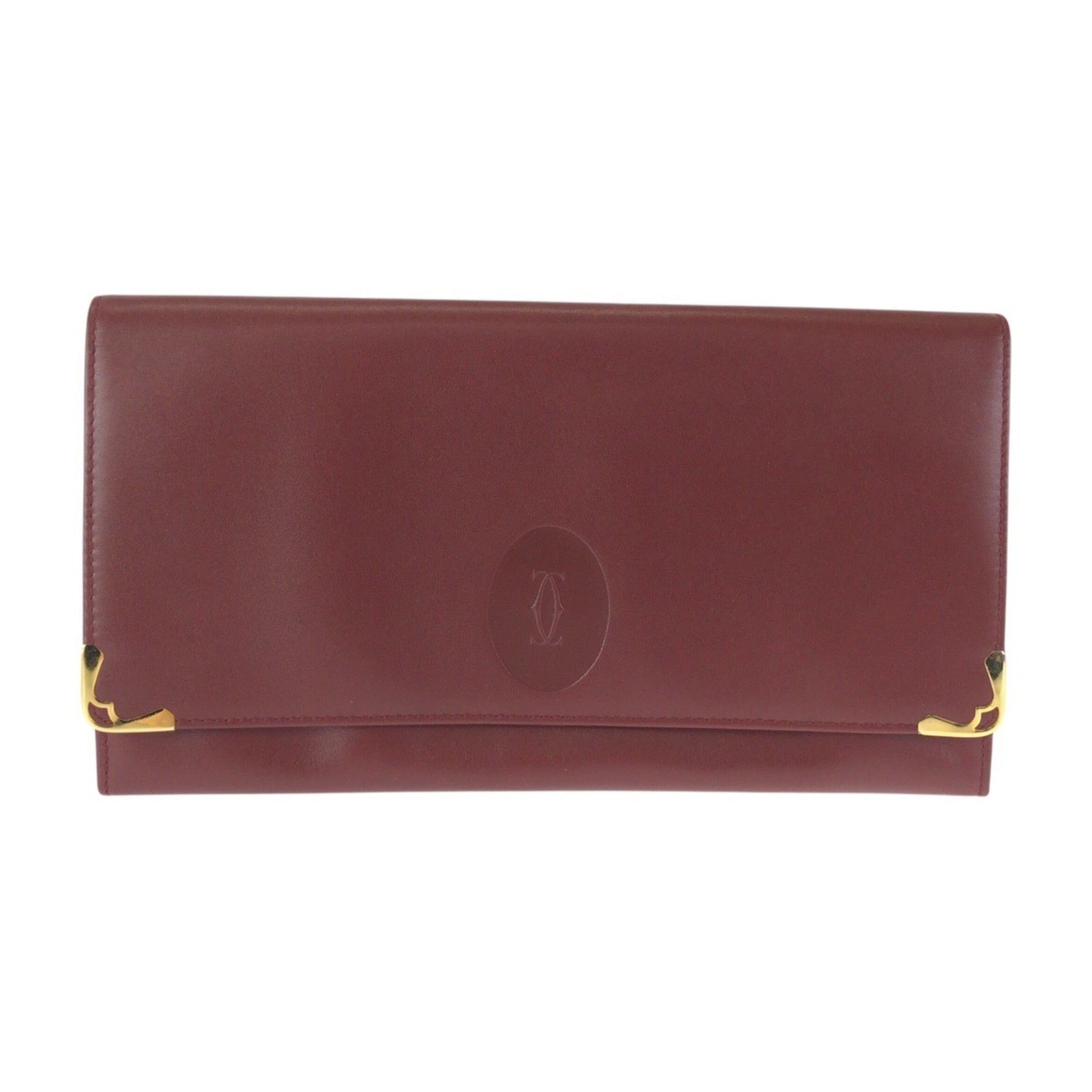 Cartier Cartier Must Line Wine Red Bordeaux Gold Hardware Leather Clutch Bag Second Unisex Men's Size ONE SIZE - 1 Thumbnail