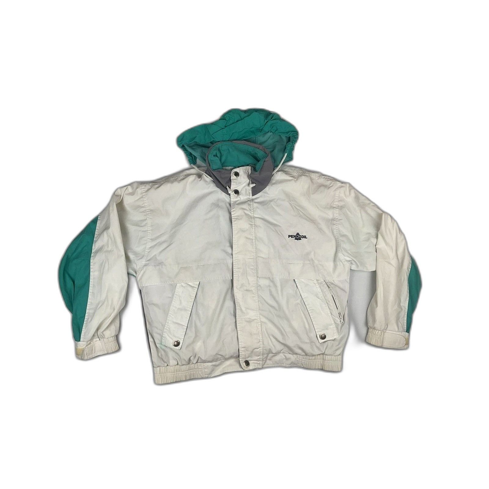 Swingster Vintage Pennzoil Racing Jacket Mens XL Swingster White Teal Size US XL / EU 56 / 4 - 1 Thumbnail