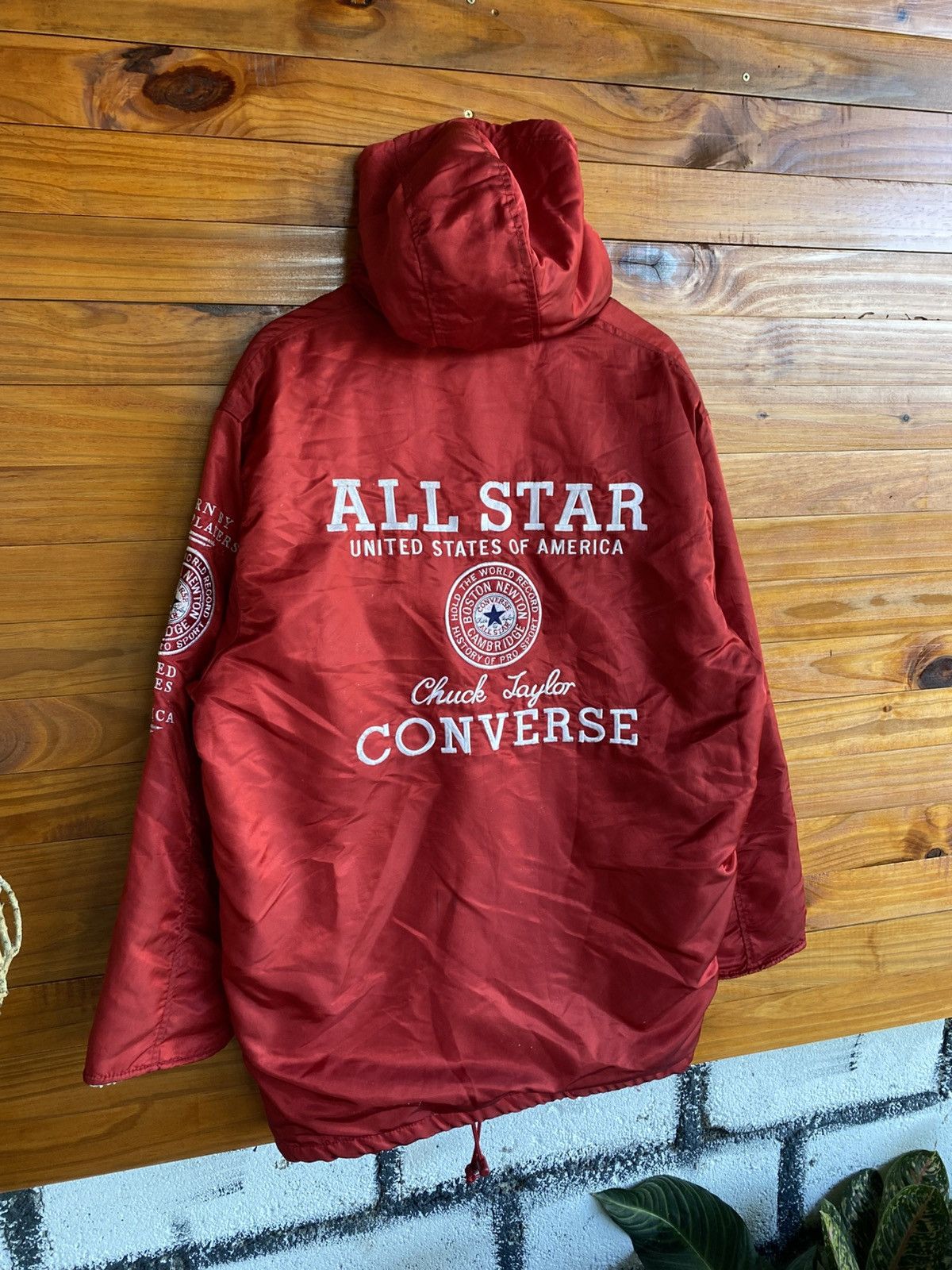 Converse Vintage Converse All Star Sherpa-Lined Hooded Jacket Red Size US L / EU 52-54 / 3 - 6 Thumbnail
