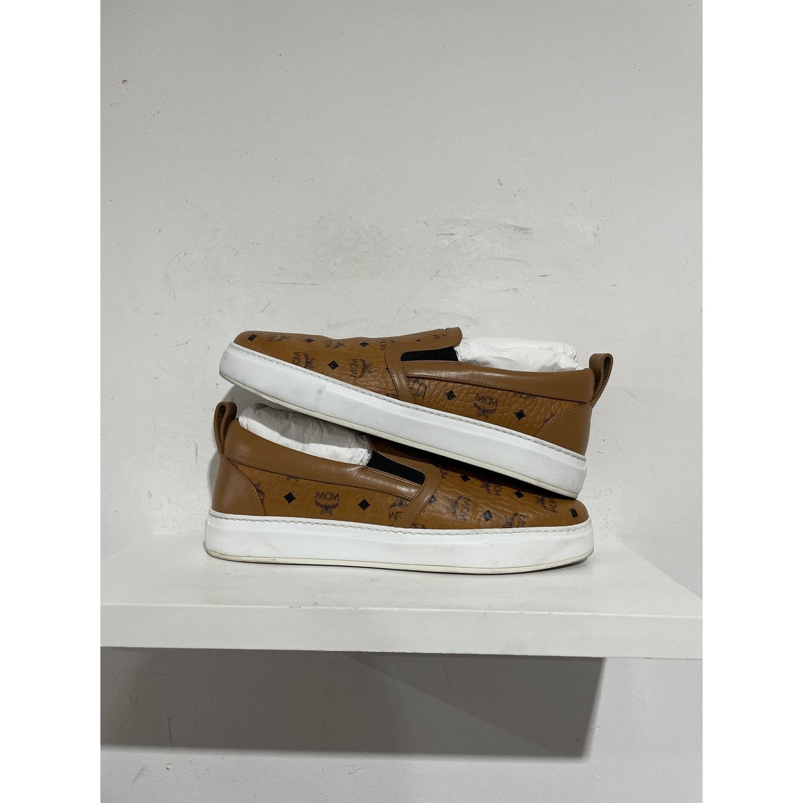 MCM NEO TERRAIN SLIP ON MONOGRAM SNEAKER IN VISETOS LEATHER