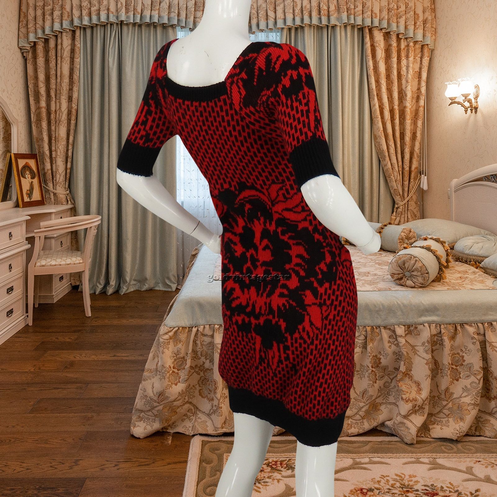 Other Bold Floral Knit Sweater Dress Y2K Bodycon S Size S / US 4 / IT 40 - 5 Thumbnail
