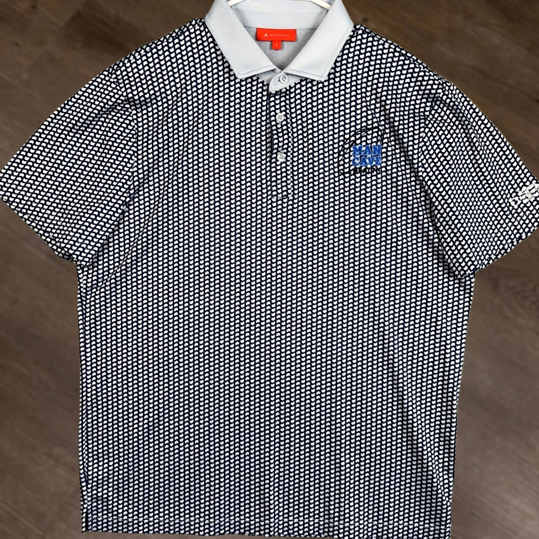 Vintage Redvanly Polo Shirt Mens L Navy White Geometric Chevron Golf Athletic Stretch Logo Size US L / EU 52-54 / 3 - 1 Thumbnail