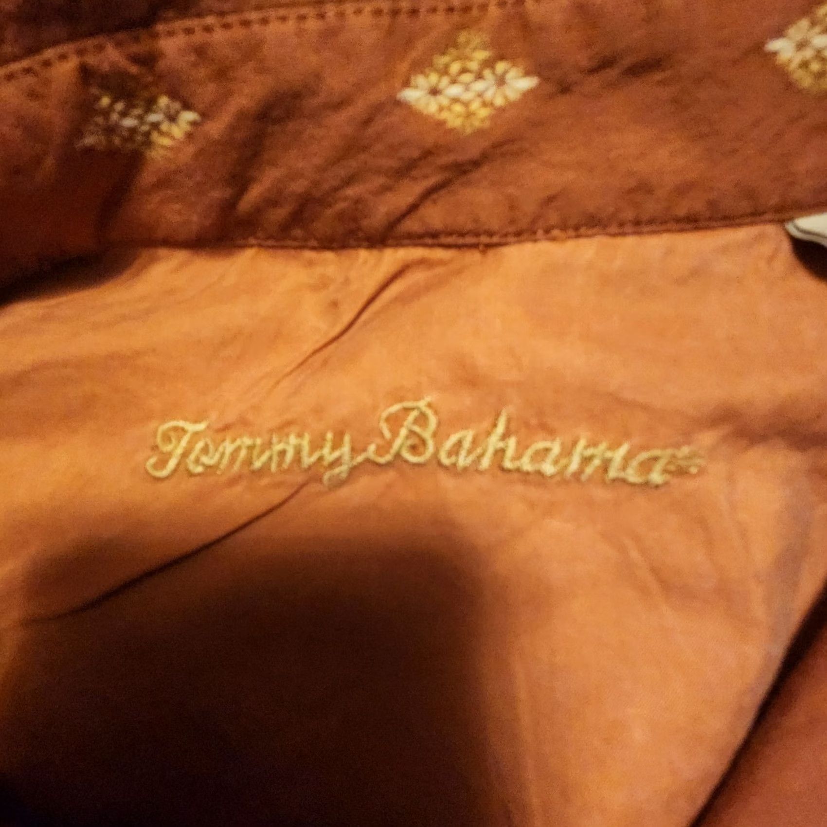 Tommy Bahama Tommy Bahama Shirt XL Men Cotton Silk Blend Embroidery All Over RARE Burnt Org Button-Up Front Size US XL / EU 56 / 4 - 3 Thumbnail