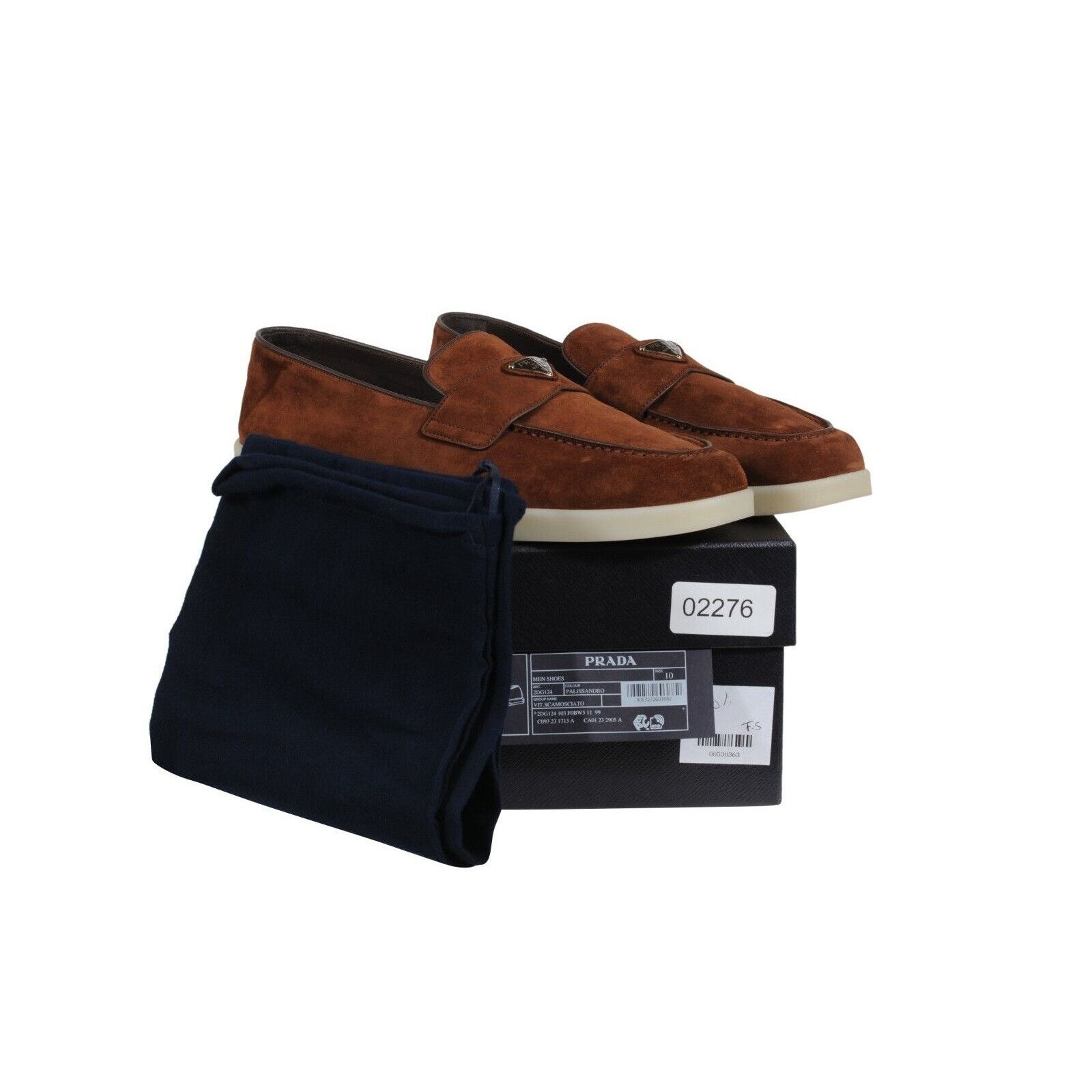 Prada Saint Tropez Suede Loafers Brown Triangle Size US 11 / EU 44 - 11 Thumbnail