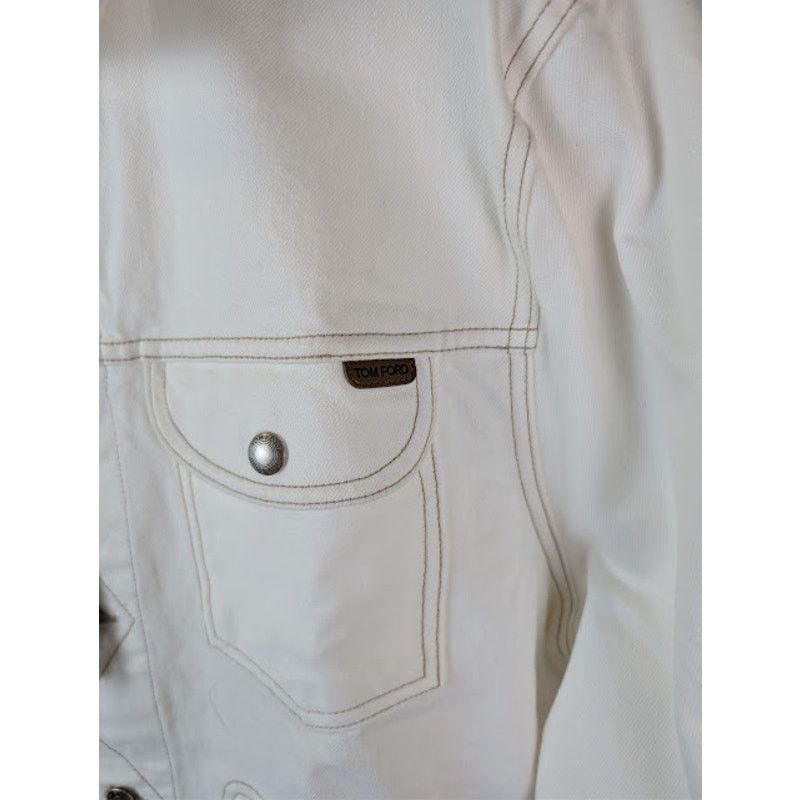 Tom Ford o1rshd1 Iconic Denim Jacket in Off-White Size US XL / EU 56 / 4 - 9 Thumbnail