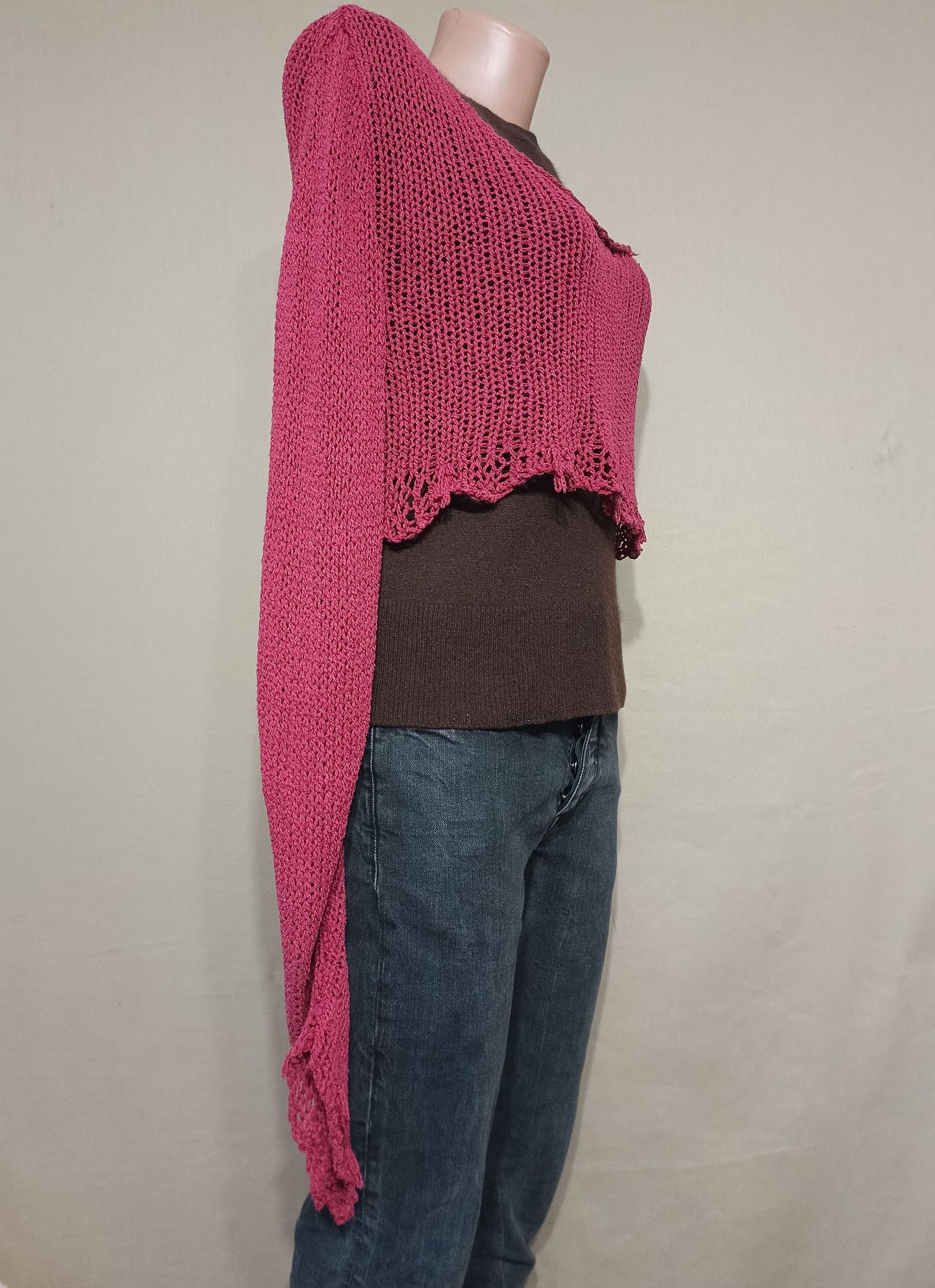 Designer Kaat Tіlley Belgium Vintage Silk Blend Knit Crop Top M Size M / US 6-8 / IT 42-44 - 3 Thumbnail
