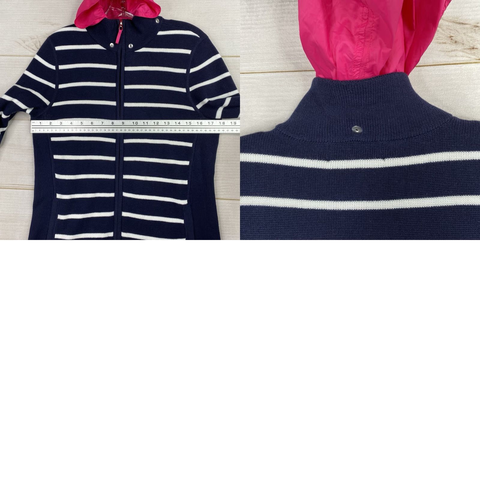 Ralph Lauren Ralph Lauren Active Cardigan Womens L Blue Pink Hooded Full Zip 90s Nautical Stripe Knit Lightweight Sweater Size L / US 10 / IT 46 - 8 Thumbnail