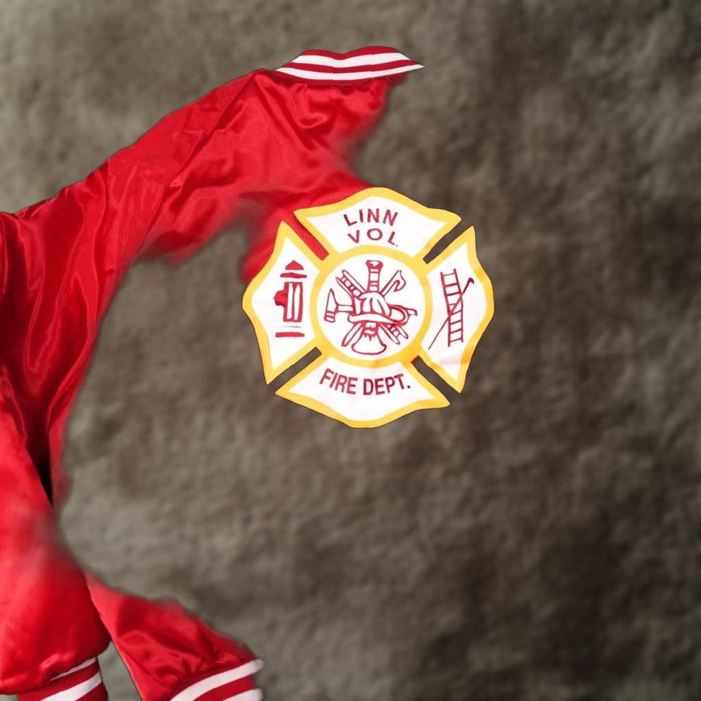 Vintage VINTAGE KING LOUIE SATIN JACKET LINN VOL FIRE DEPT RED MENS LARGE Size US L / EU 52-54 / 3 - 1 Thumbnail
