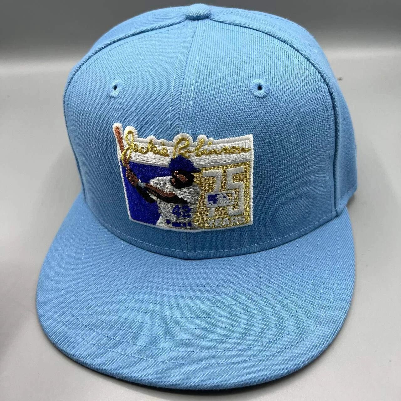 New Era Jackie Robinson #42 Dodgers Hat Men 7 1/2 Blue MLB Fitted Size ONE SIZE - 7 Thumbnail