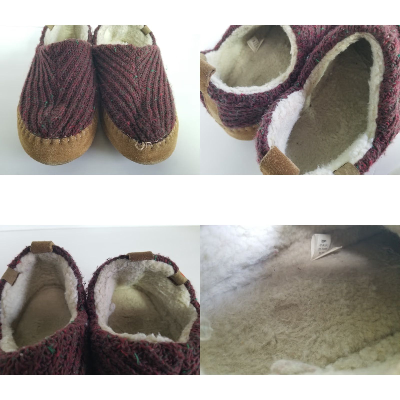 Vintage Acorn Camden Slippers Women 8-9 M Burgundy Purple Knit Faux Fur Slipper Slip-On Casual Womens Shoes Size ONE SIZE - 8 Thumbnail