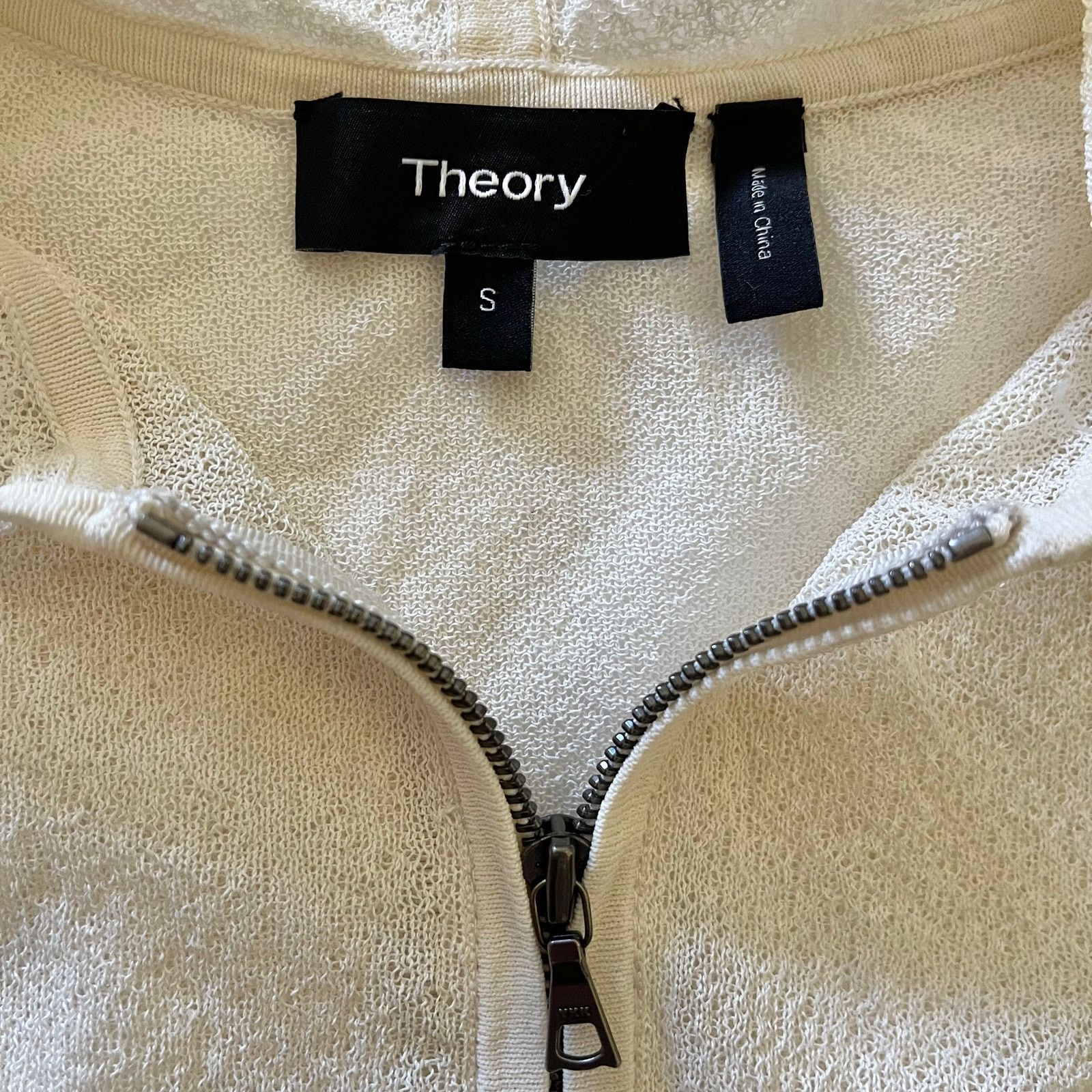 Theory Theory Hodina B Crimp Knit Ivory-White Mesh Hoodie Sweater Size S / US 4 / IT 40 - 4 Thumbnail