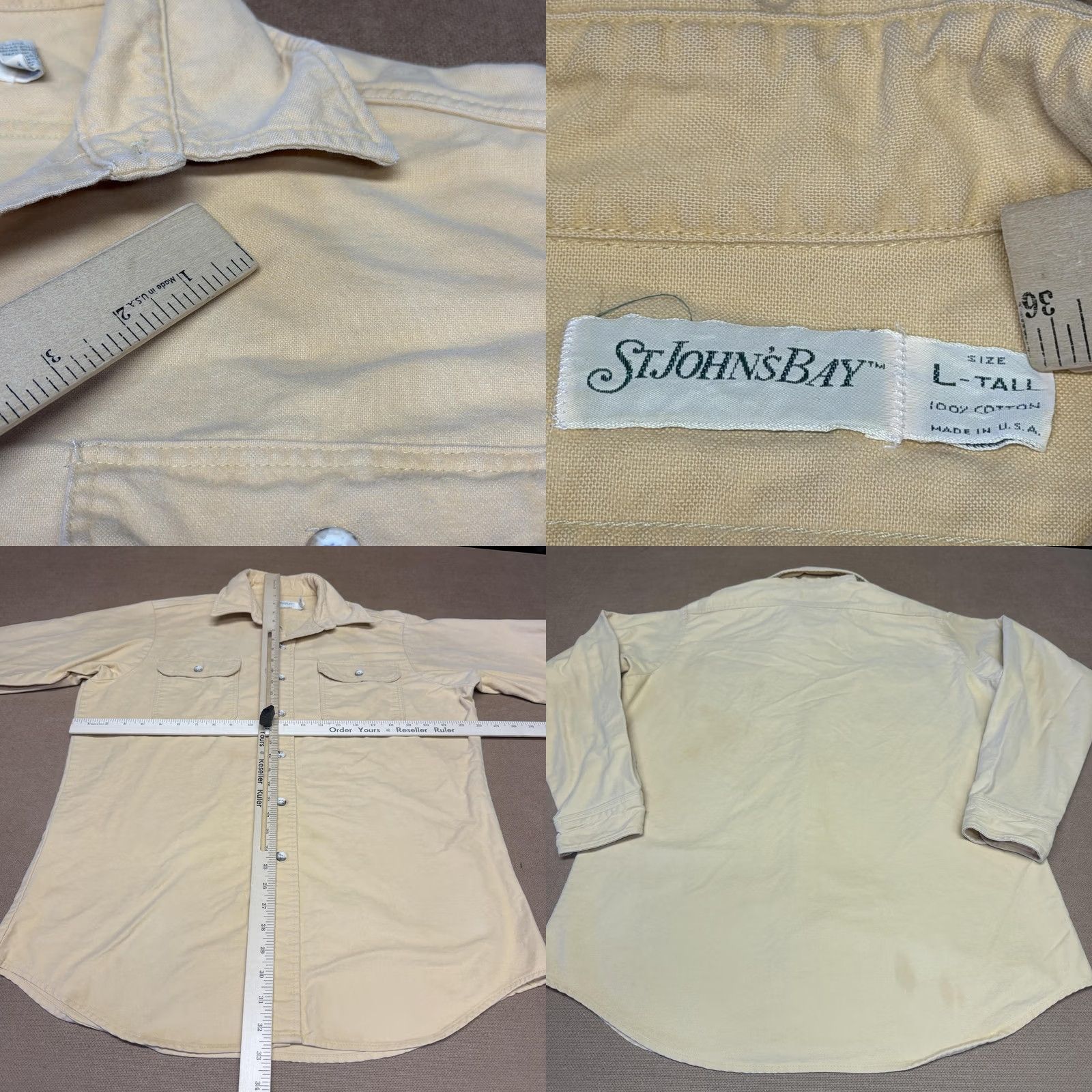 Vintage St. John's Bay Shirt Mens LT Orange Canvas Long Sleeve Button Up Made USA Size US L / EU 52-54 / 3 - 8 Thumbnail