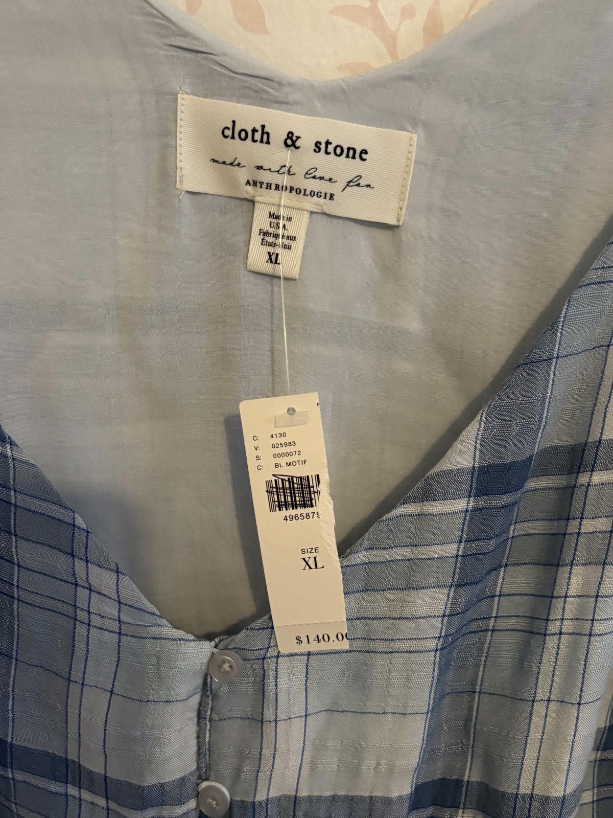 Other NWT cloth & stone Women's Blue Plaid Casual Dress Size XL Size XL / US 12-14 / IT 48-50 - 2 Thumbnail