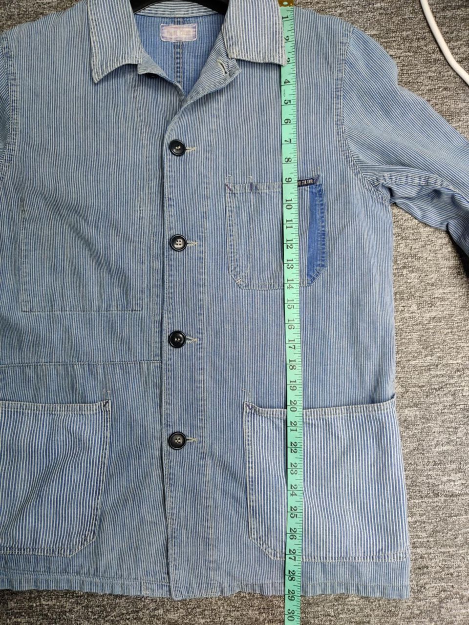 Blue Blue Japan Vintage 90s Blue Blue Japan Indigo Stripe Chore Jacket Size US L / EU 52-54 / 3 - 15 Thumbnail