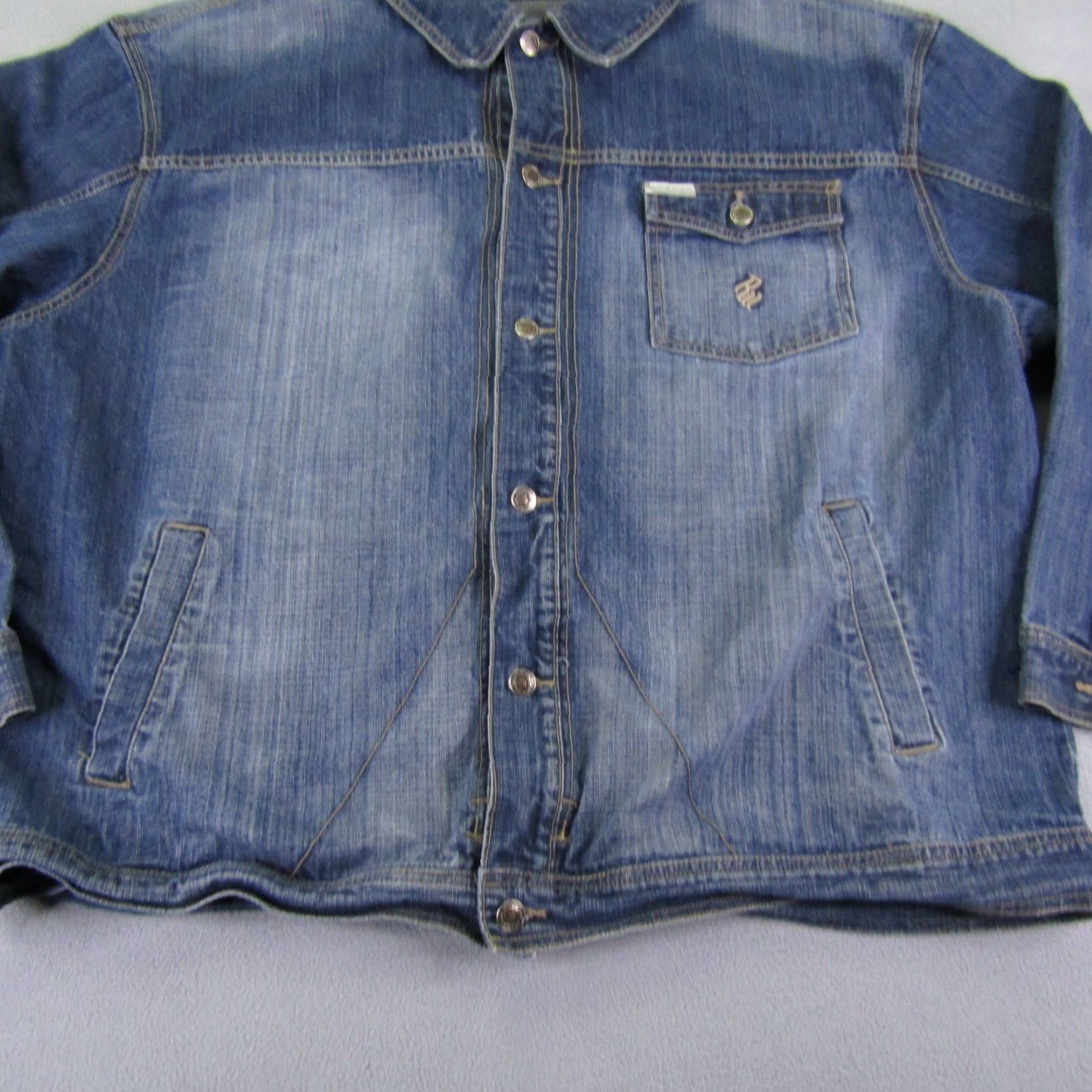 Rocawear VINTAGE Rocawear Jacket Mens XL Blue Denim Jean Button Up Trucker Coat Rap Y2K Size US 36 / EU 52 - 4 Thumbnail