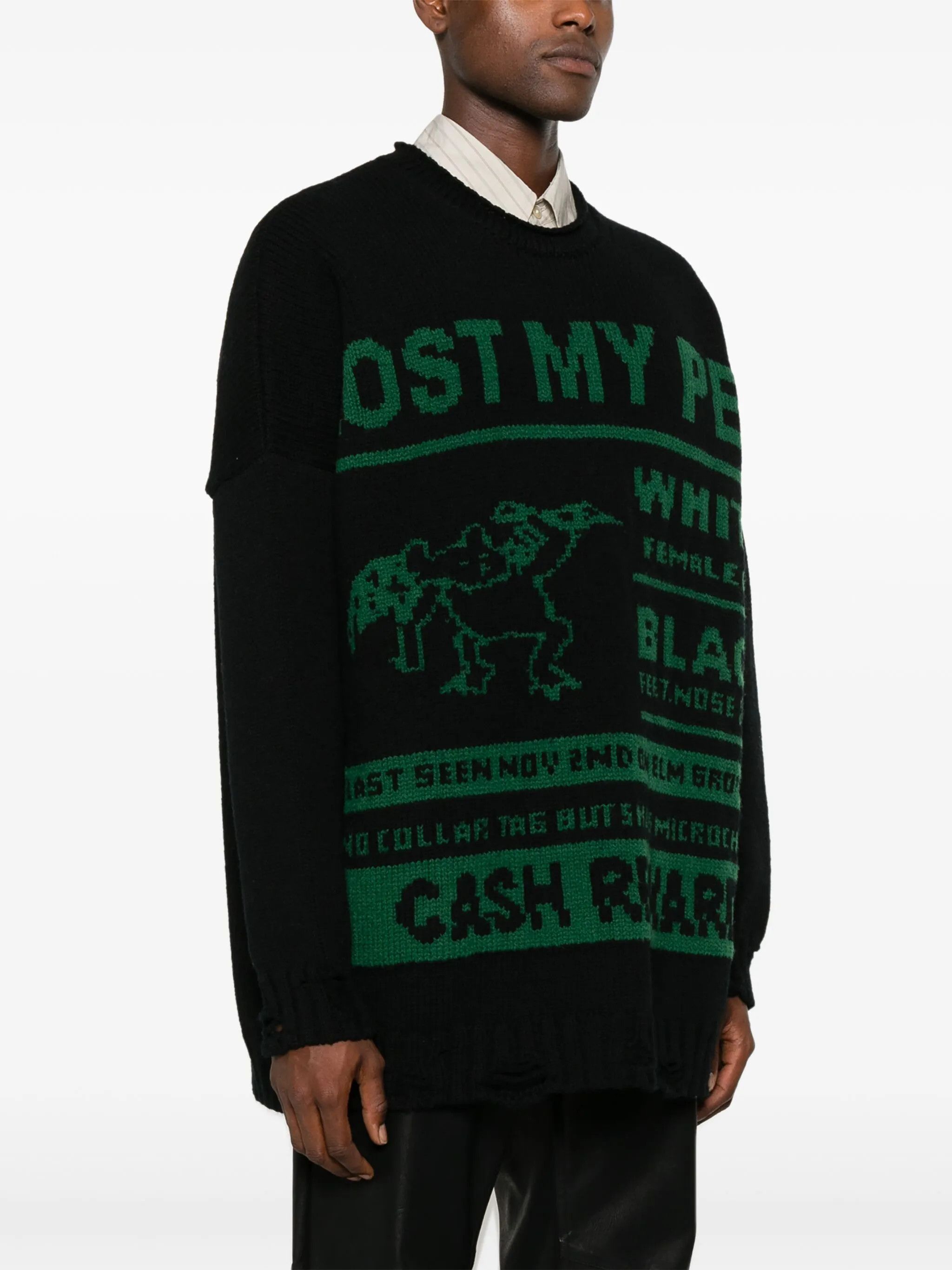 Maison Margiela oc11z0825 Jacquard Sweater in Black/Green Size US S / EU 44-46 / 1 - 3 Thumbnail