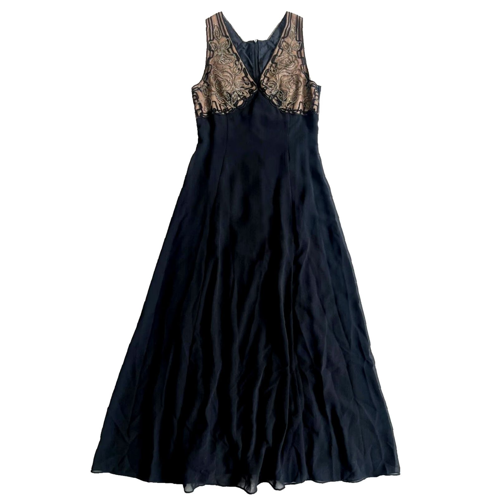 Vintage Scott McClintock Black Embroidered V-Neck Maxi Dress Medium Shirt Dress Women Vintage Long Tank Formal Size M / US 6-8 / IT 42-44 - 2 Thumbnail