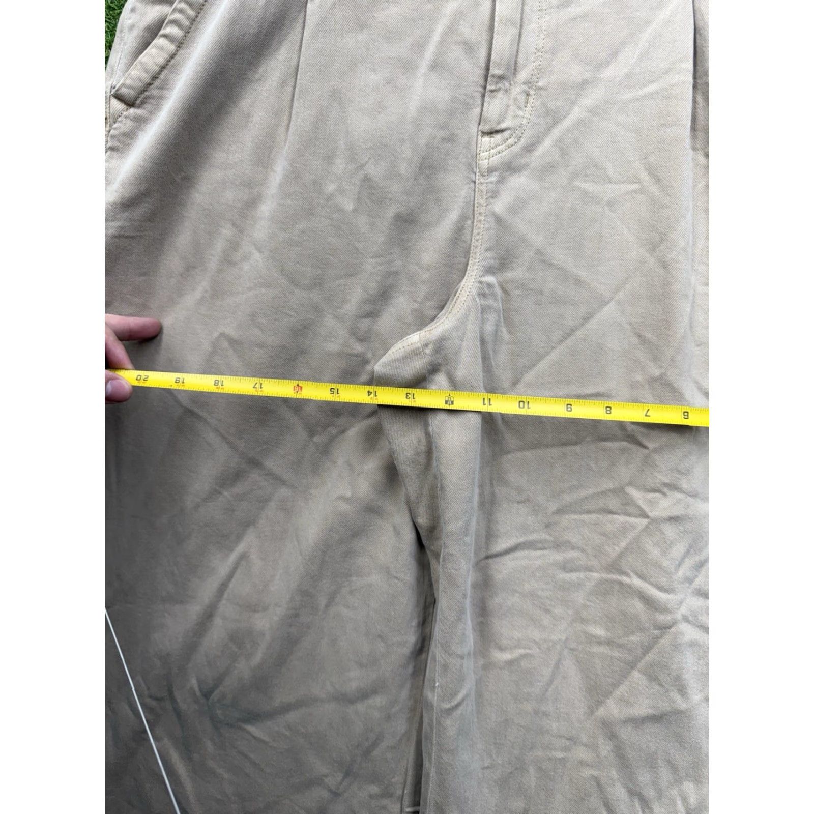 American Eagle Outfitters American Eagle Pants Womens 16 High Rise Baggy Wide Leg Cargo Stretch y2k Beige Size 38" / US 16 / IT 52 - 7 Thumbnail