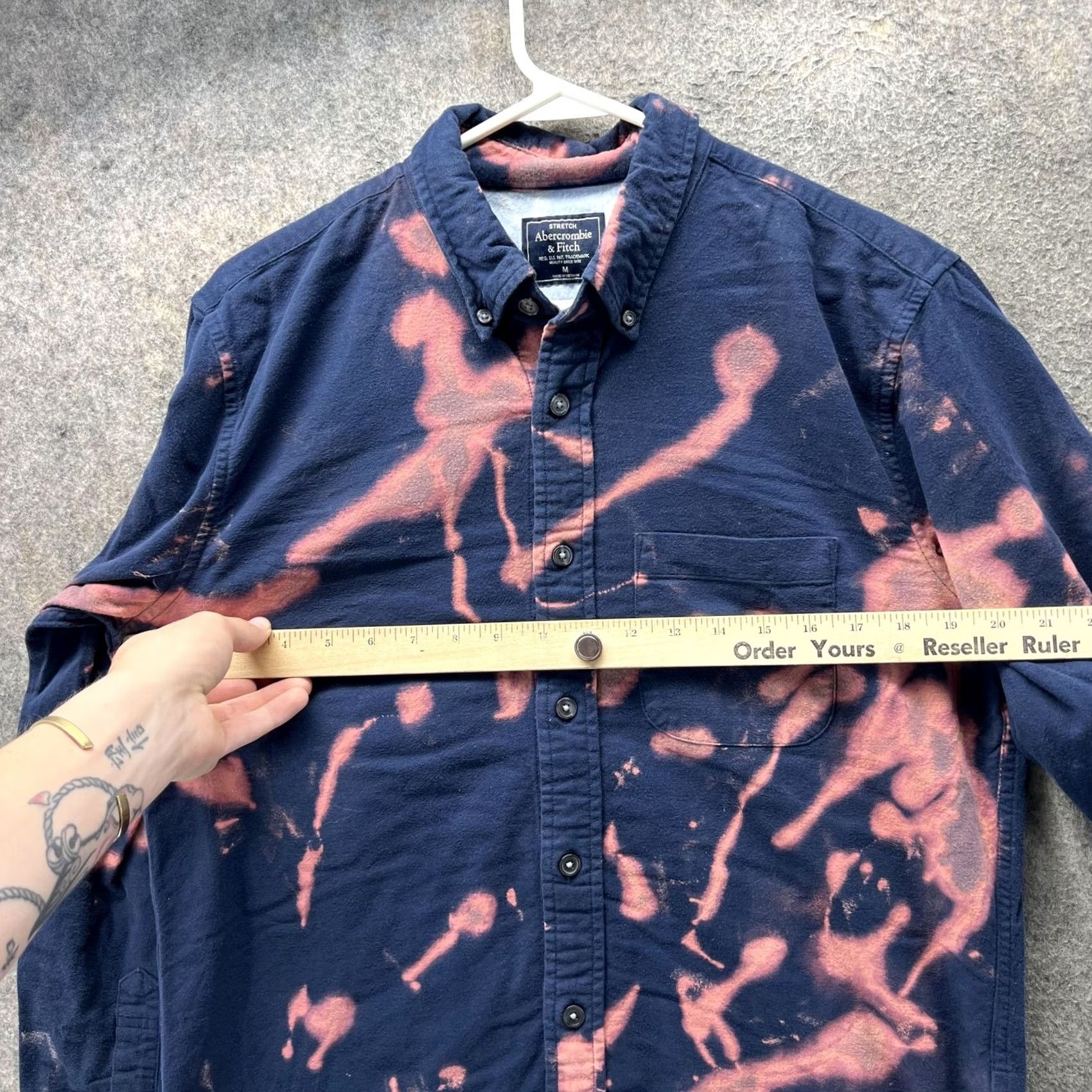 Abercrombie & Fitch Abercrombie & Fitch Shirt Mens M Bleach Dye Flannel Grunge Retro Hippie Navy Blue Size US M / EU 48-50 / 2 - 5 Thumbnail