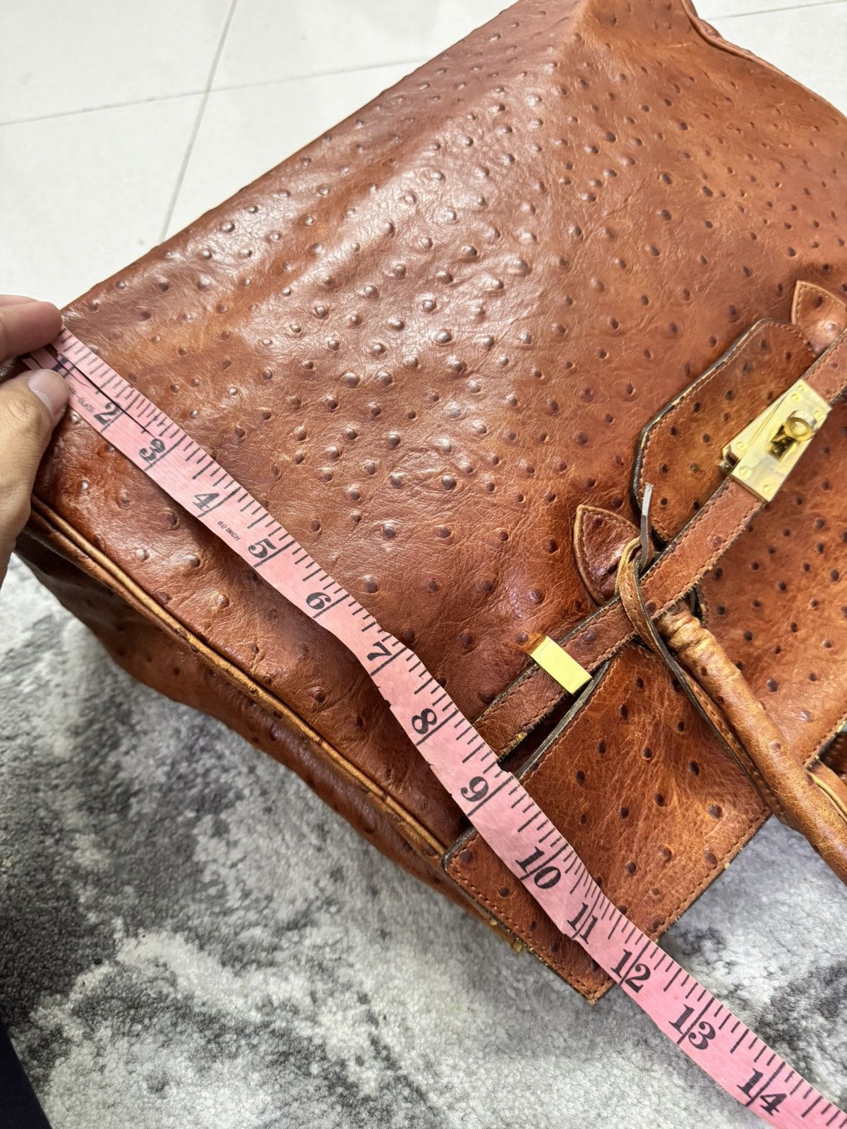 Handmade VINTAGE NAPLA MODE ET JACOMO OSTRICH LEATHER BAG Size ONE SIZE - 7 Thumbnail