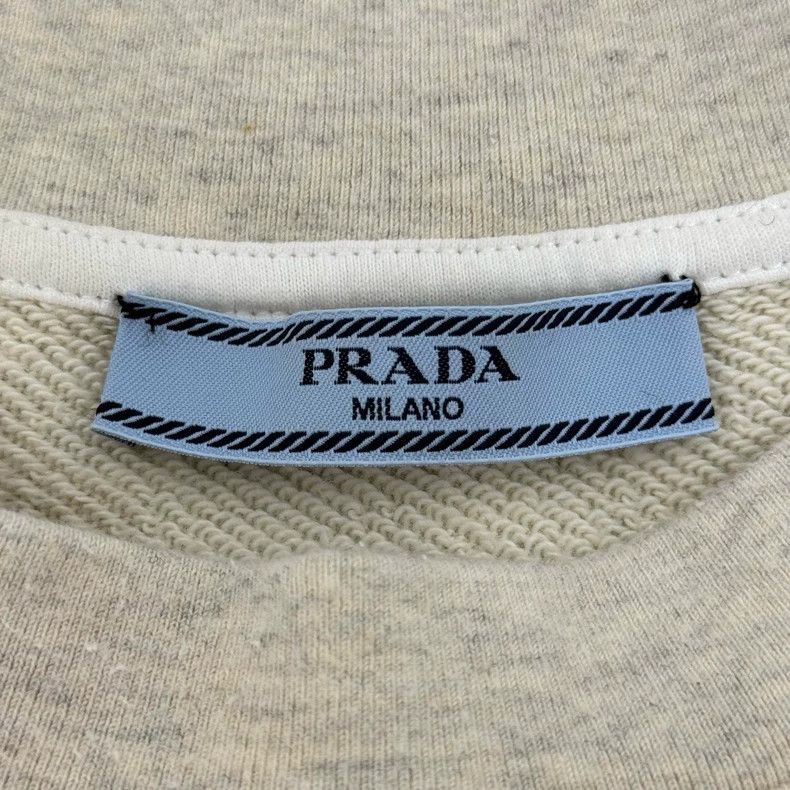 Prada Prada Beige gray embroidered logo short sweatshirt 2502-Nex Size US L / EU 52-54 / 3 - 5 Thumbnail