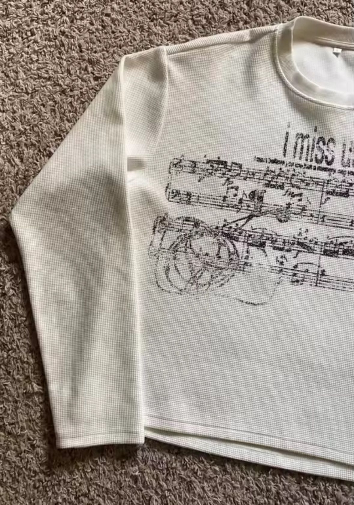 Other Y2K Retro Memories I Miss Us Music Notes Long Sleeve T-shirt Size US L / EU 52-54 / 3 - 4 Thumbnail