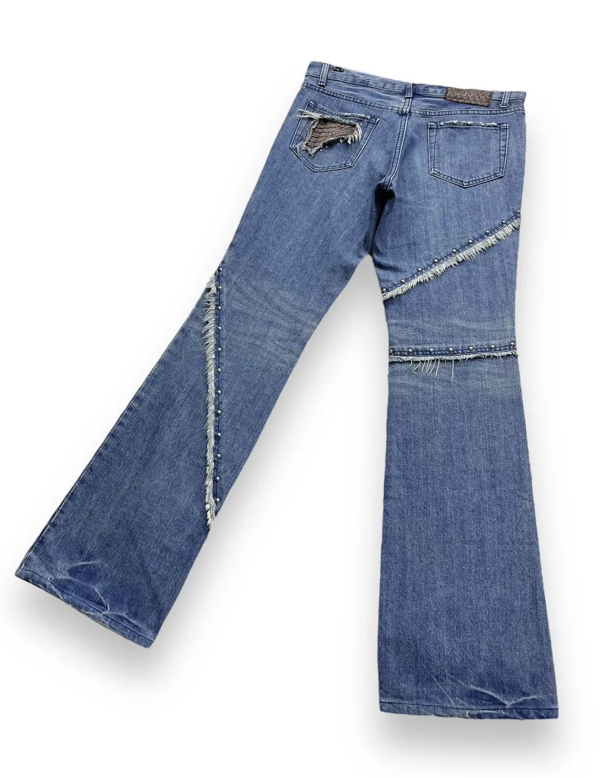 5351 POUR LES HOMMES × ABAHOUSE × Designer STEALS💥VINTAGE 5351 HOMMES Distressed Spliced Studded Flare Size US 31 - 5 Thumbnail