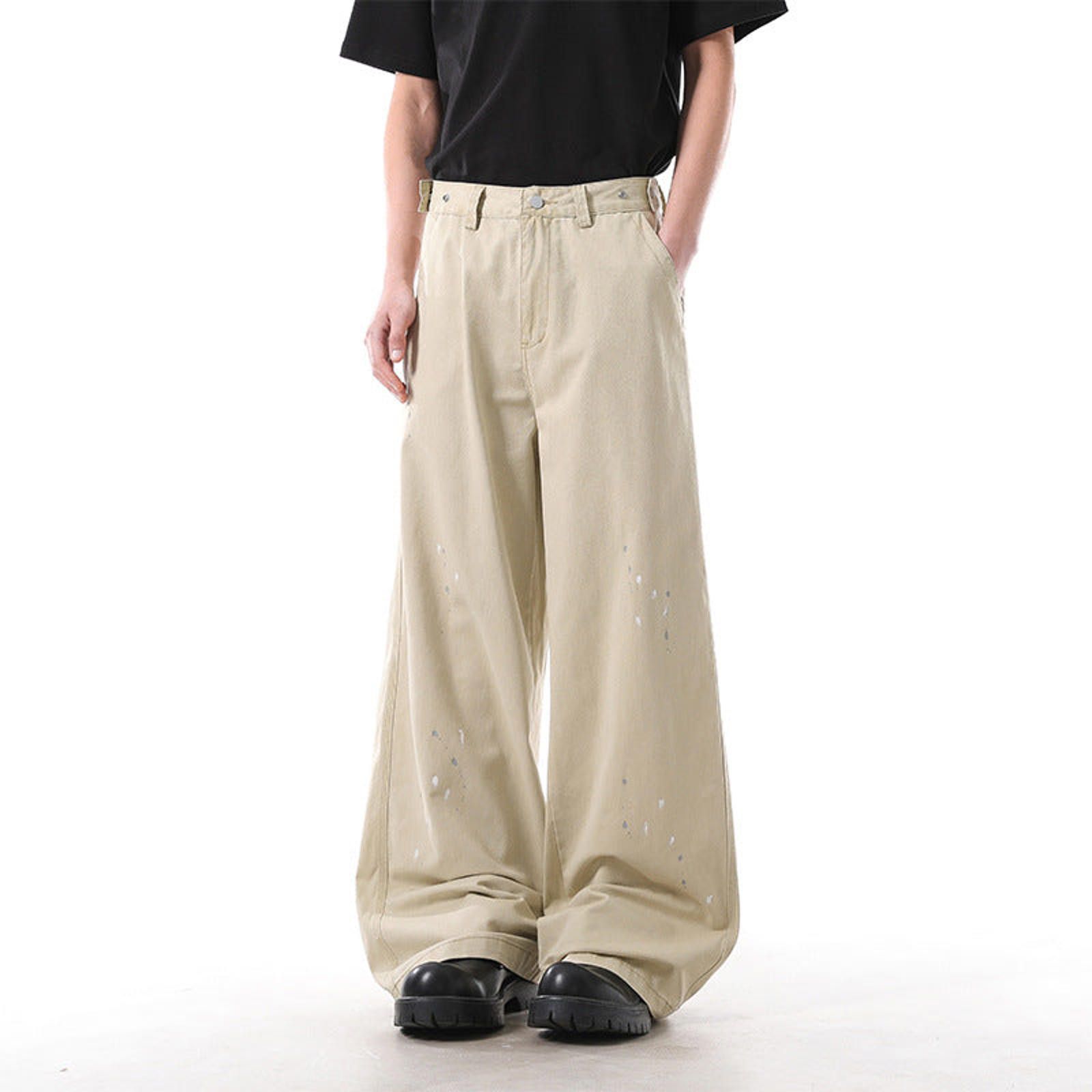 Japanese Brand Olive Green Distressed Wide Leg Pants, Loose Fit Trousers Size US 30 / EU 46 - 4 Thumbnail