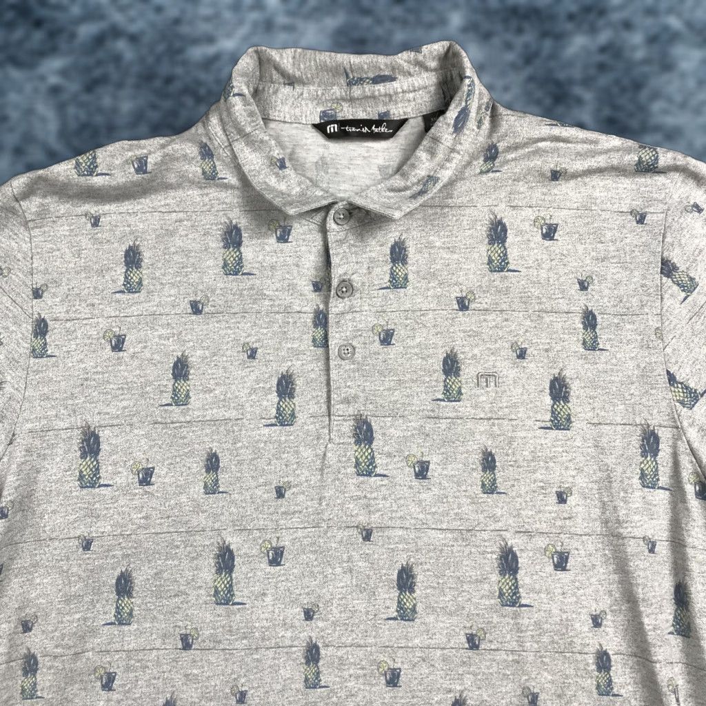 TravisMathew Travis Mathew Polo Shirt Mens 2XL Gray Golf AOP Summer Short Sleeve Collared Polo Mens 2XL Gray USA Hawaiian Flag Theme Size US XXL / EU 58 / 5 - 1 Thumbnail