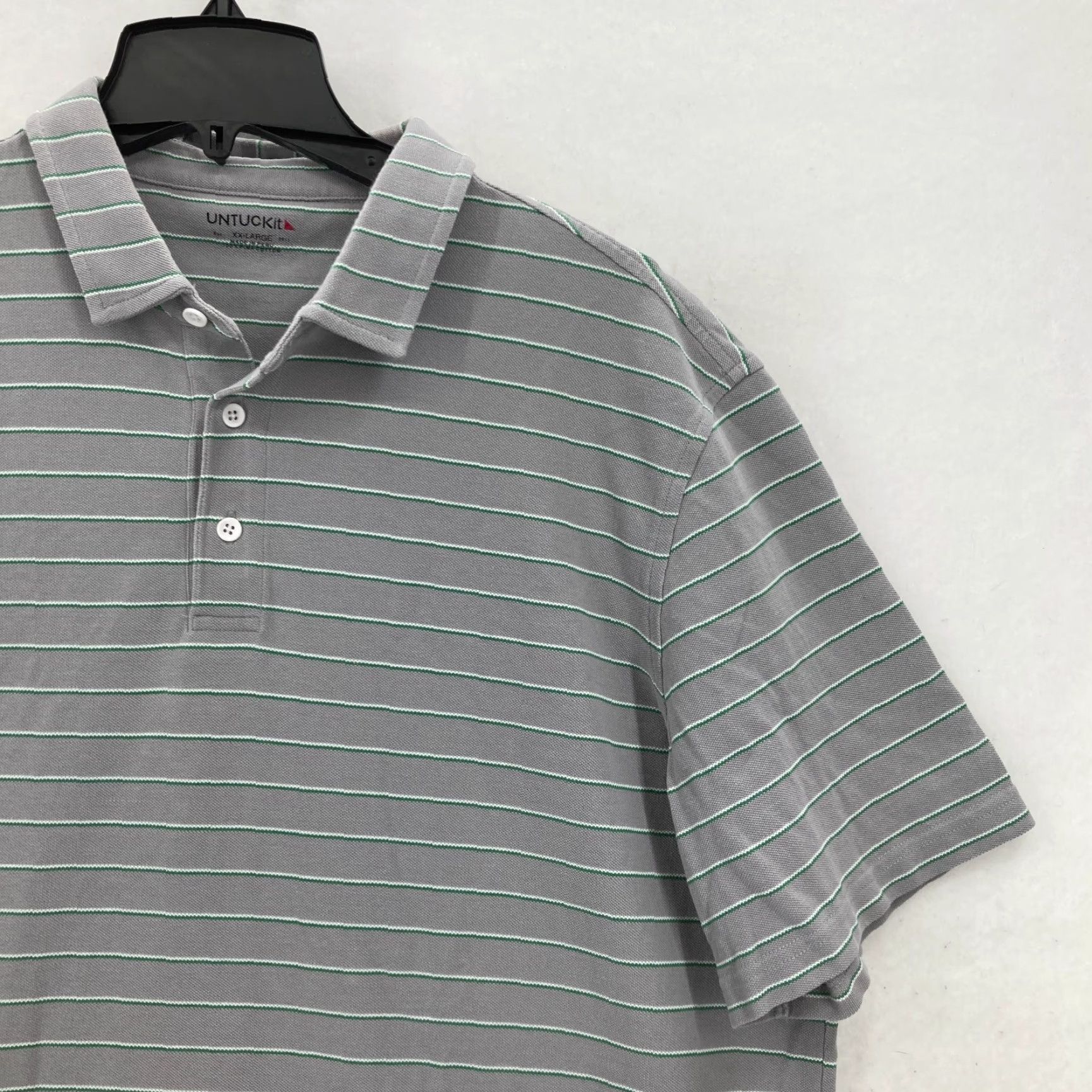 UNTUCKit UNTUCKit Argot Polo Shirt Mens 2XL Gray Striped Short Sleeve Pima Cotton Preppy Size US XXL / EU 58 / 5 - 2 Thumbnail