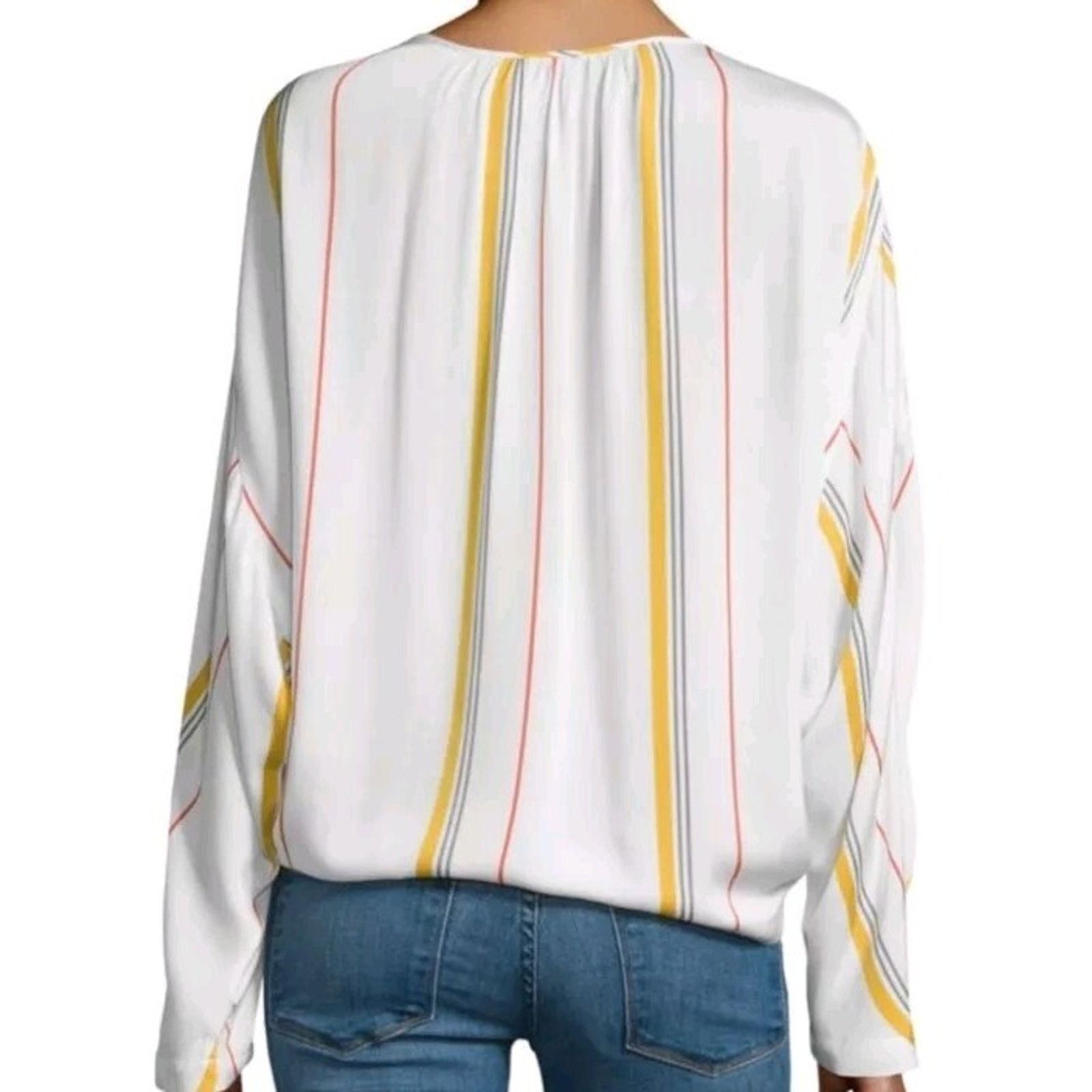 Frame Frame Saffron Summer Stripe White Silk Blend Lace S A001439 Size S / US 4 / IT 40 - 2 Thumbnail