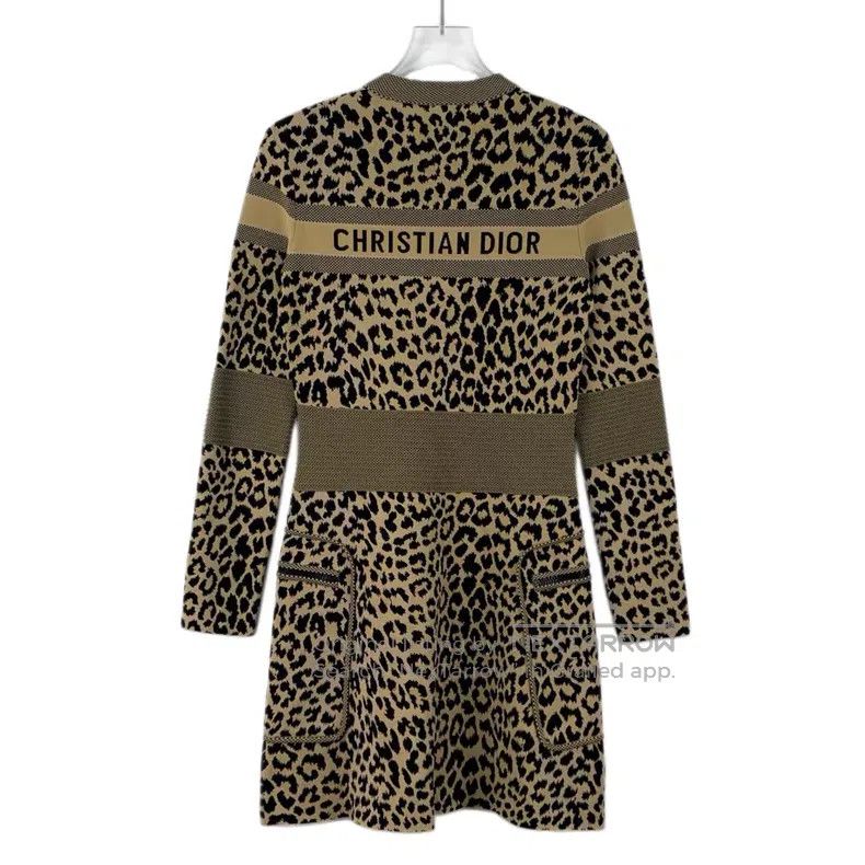 Dior Dior Brown leopard-print round-neck zipper long-sleeved kn Size XS / US 0-2 / IT 36-38 - 2 Thumbnail