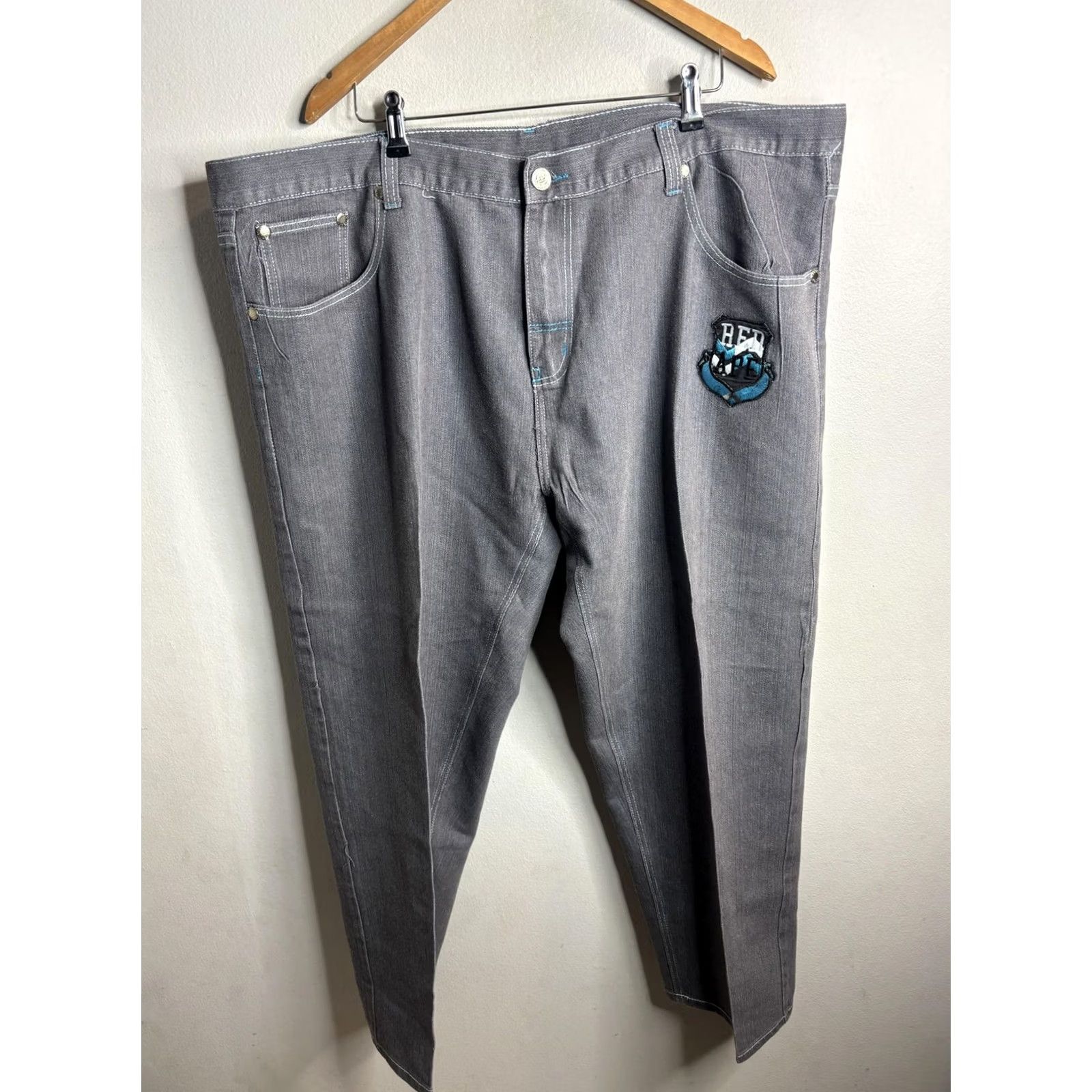 Vintage VINTAGE Red Ape Jeans Mens 50 Gray High Rise Tapered Embroidered Denim Streetwear Size US 34 / EU 50 - 4 Thumbnail